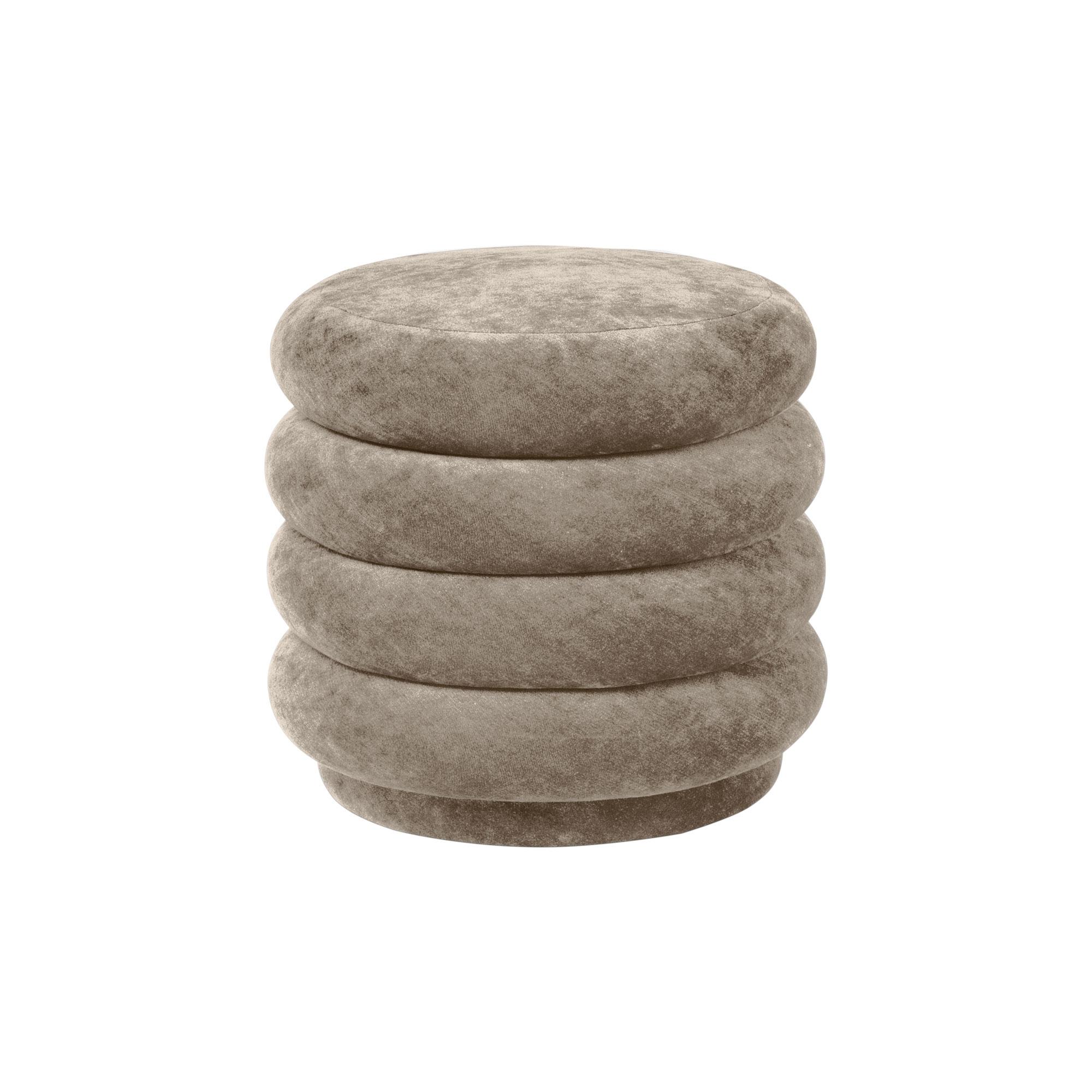 Ferm Living Pouf Rotondo in Velluto Sbiadito Beige