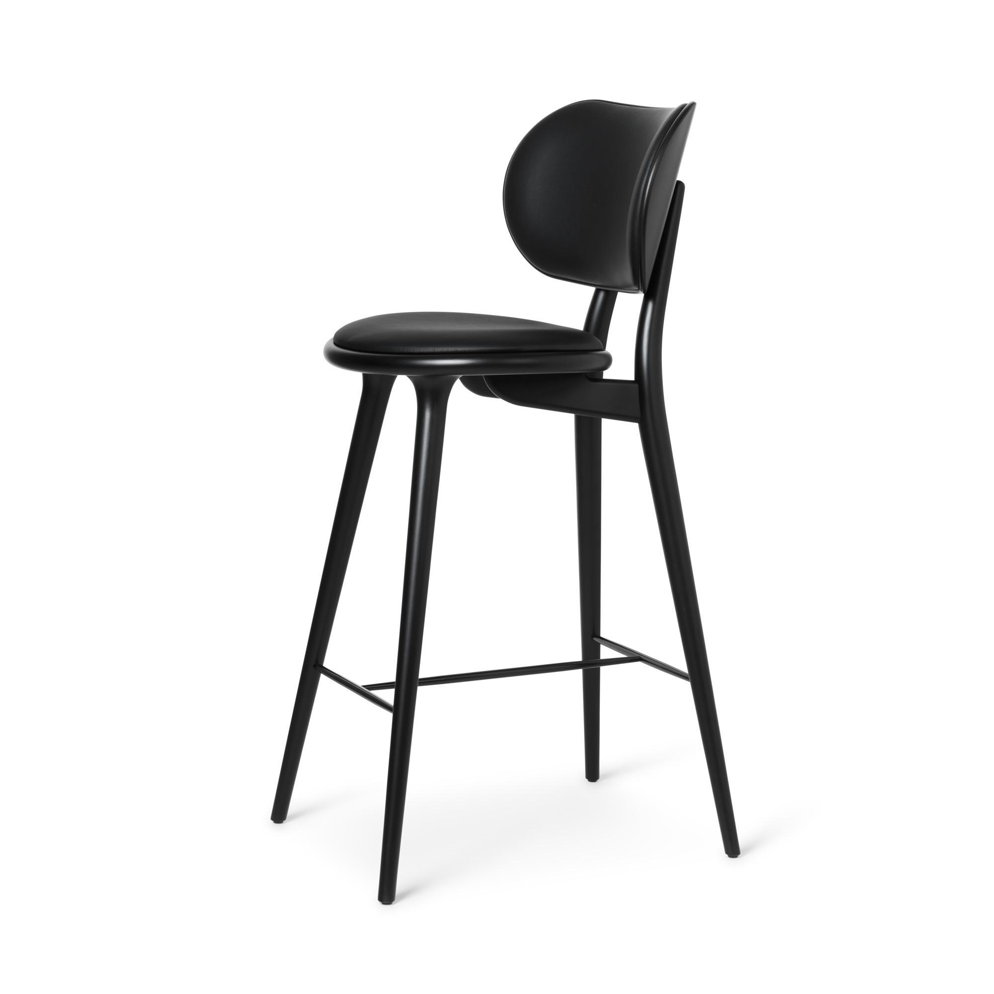 Mater The High Stool Bar Stool w. Back Black Beech 74 cm