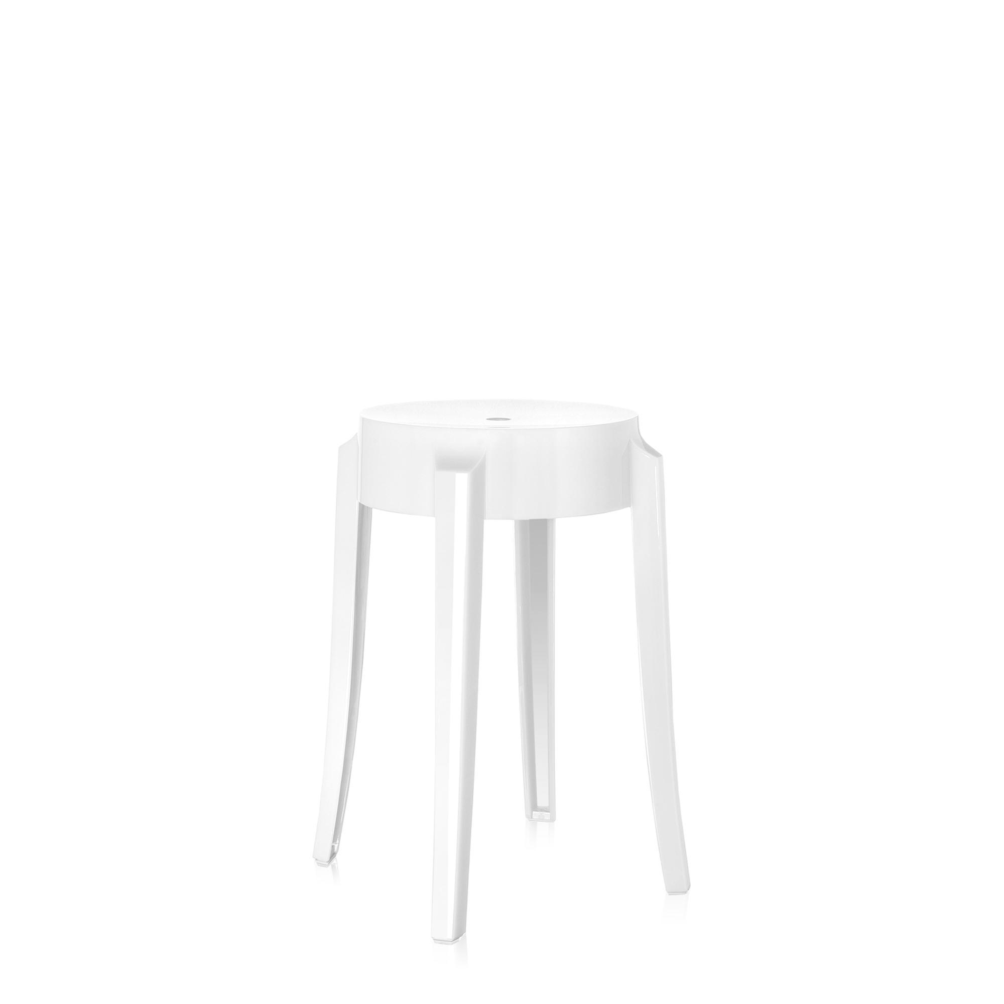 Kartell Charles Ghost Stool H45 Kiiltävä Valkoinen