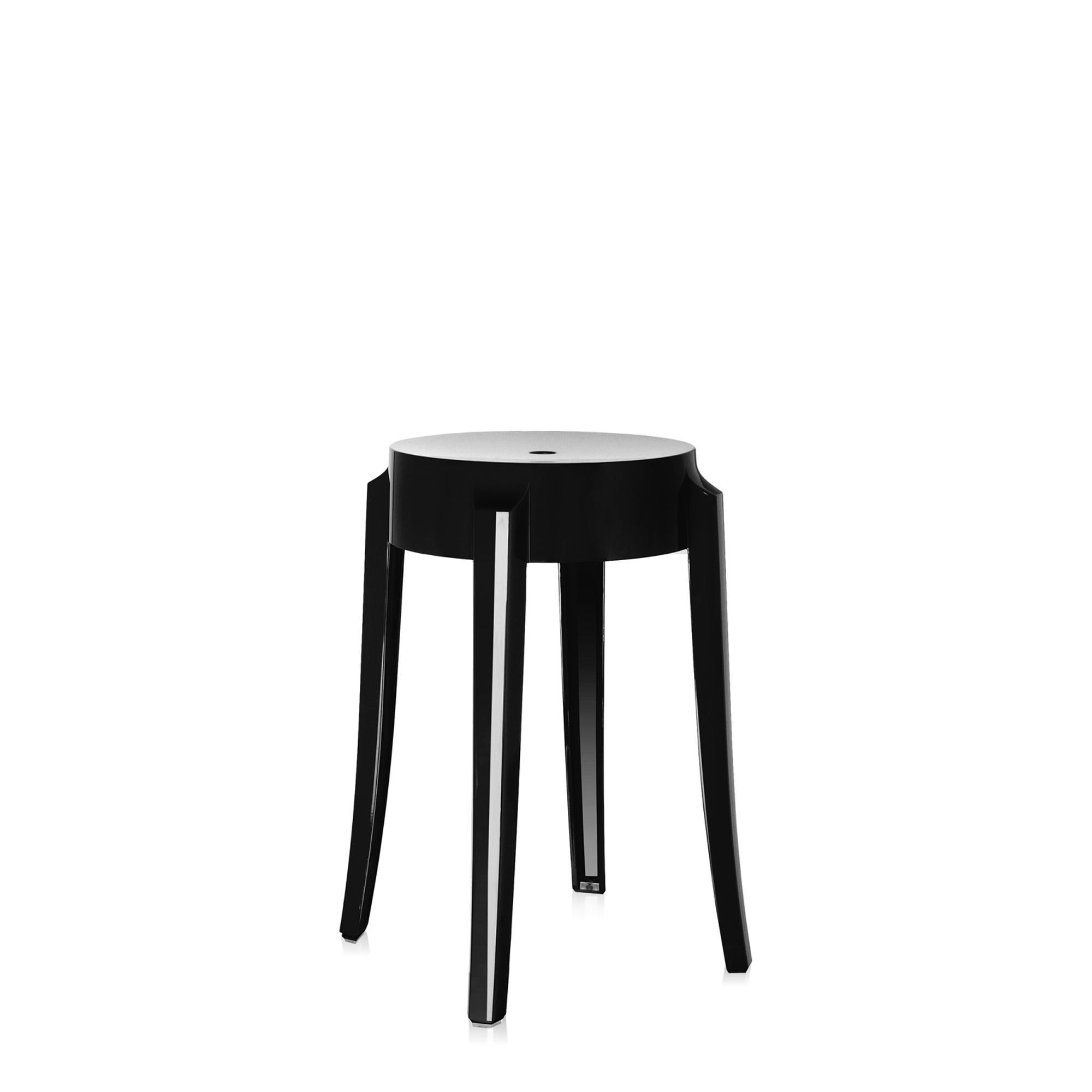 Kartell Charles Ghost Stool H45 Kiiltävä Musta