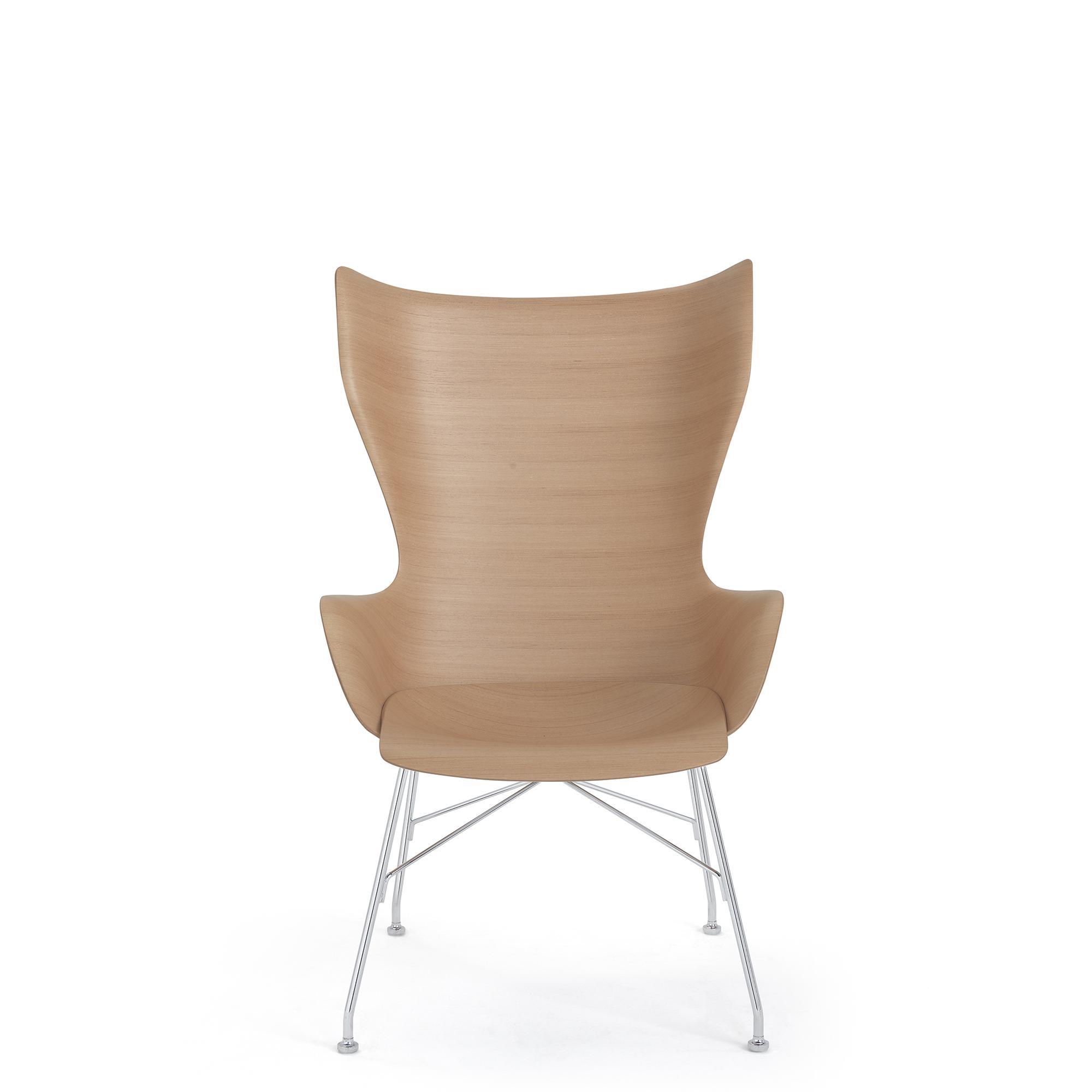 Kartell K/Wood Armchair Chrome/ Light Veneer