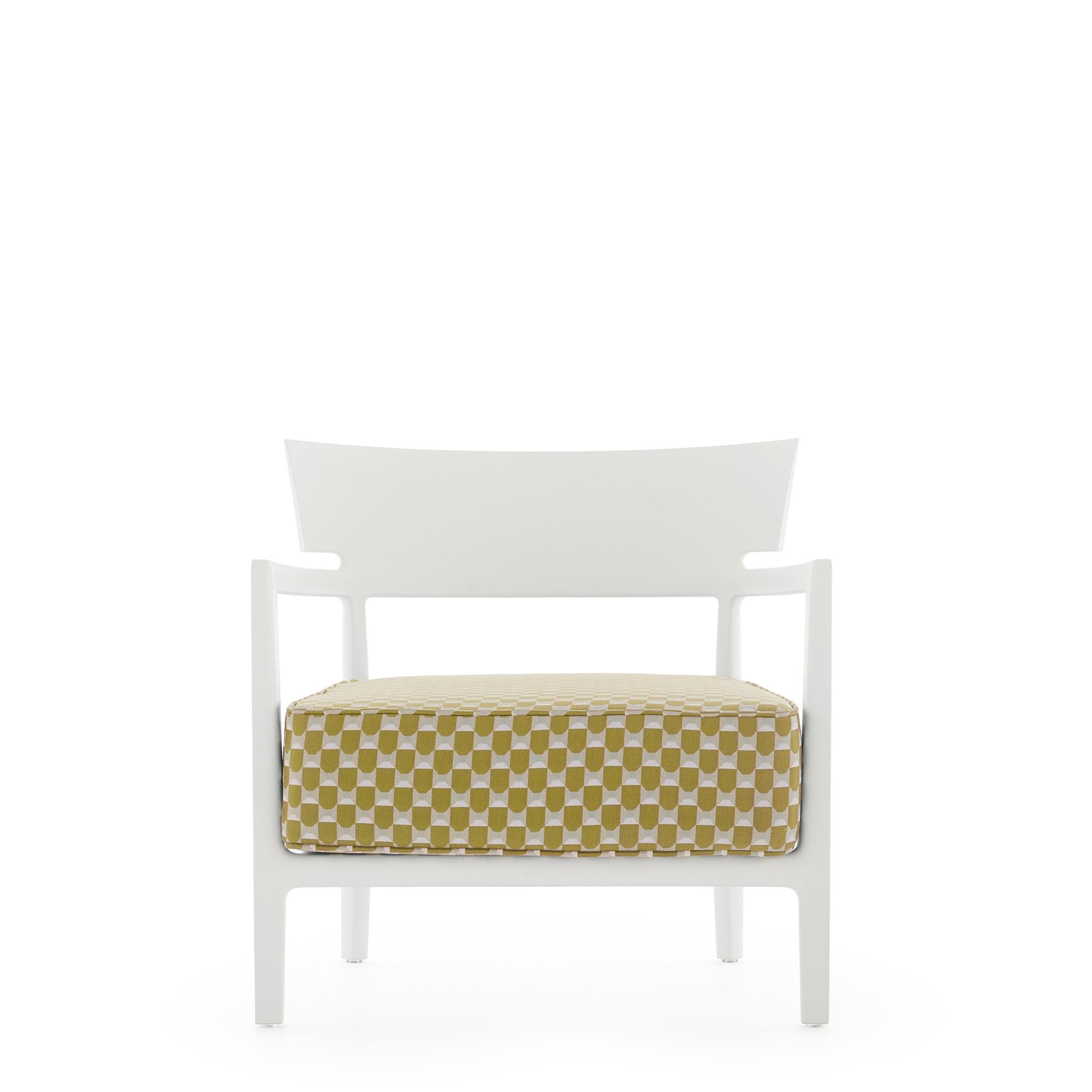 Sillón de exterior Kartell CARA MAT Liberty Obi Check, Blanco/ Amarillo