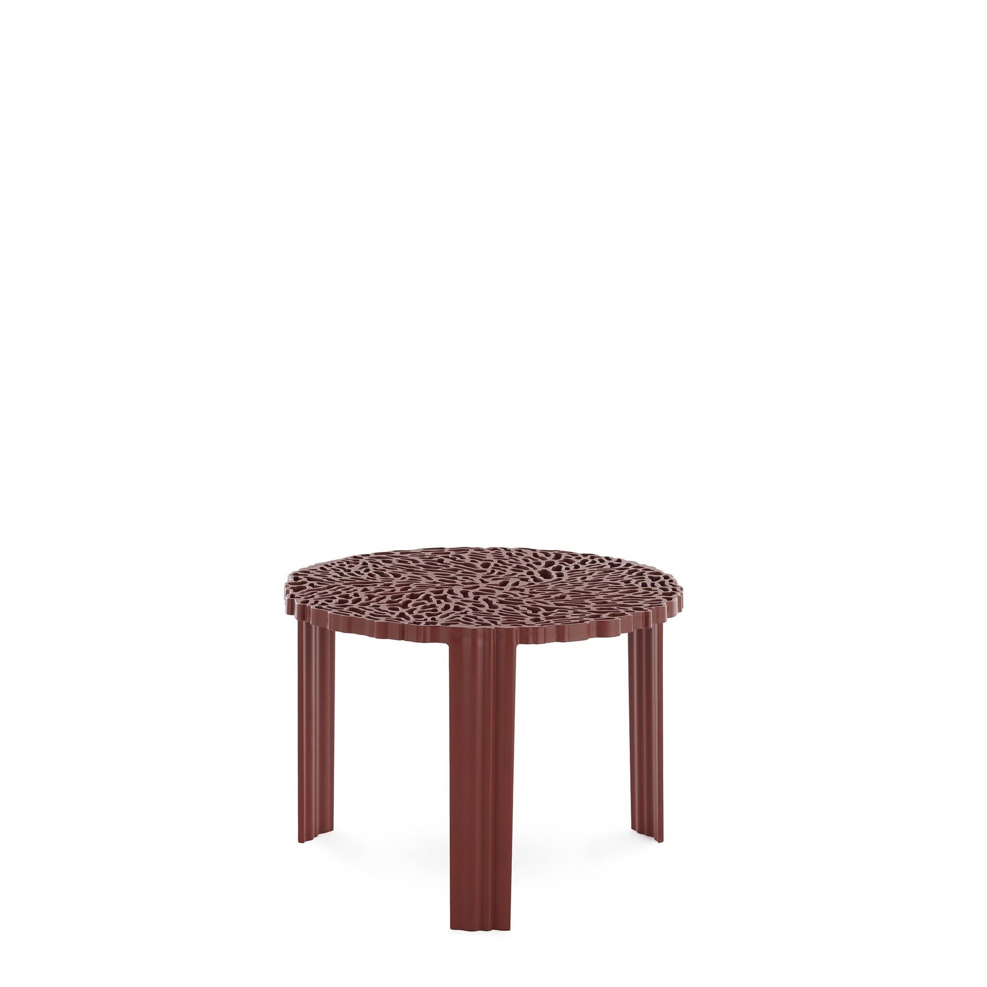 Mesa auxiliar Kartell T-TABLE, tamaño mediano, Borgoña.