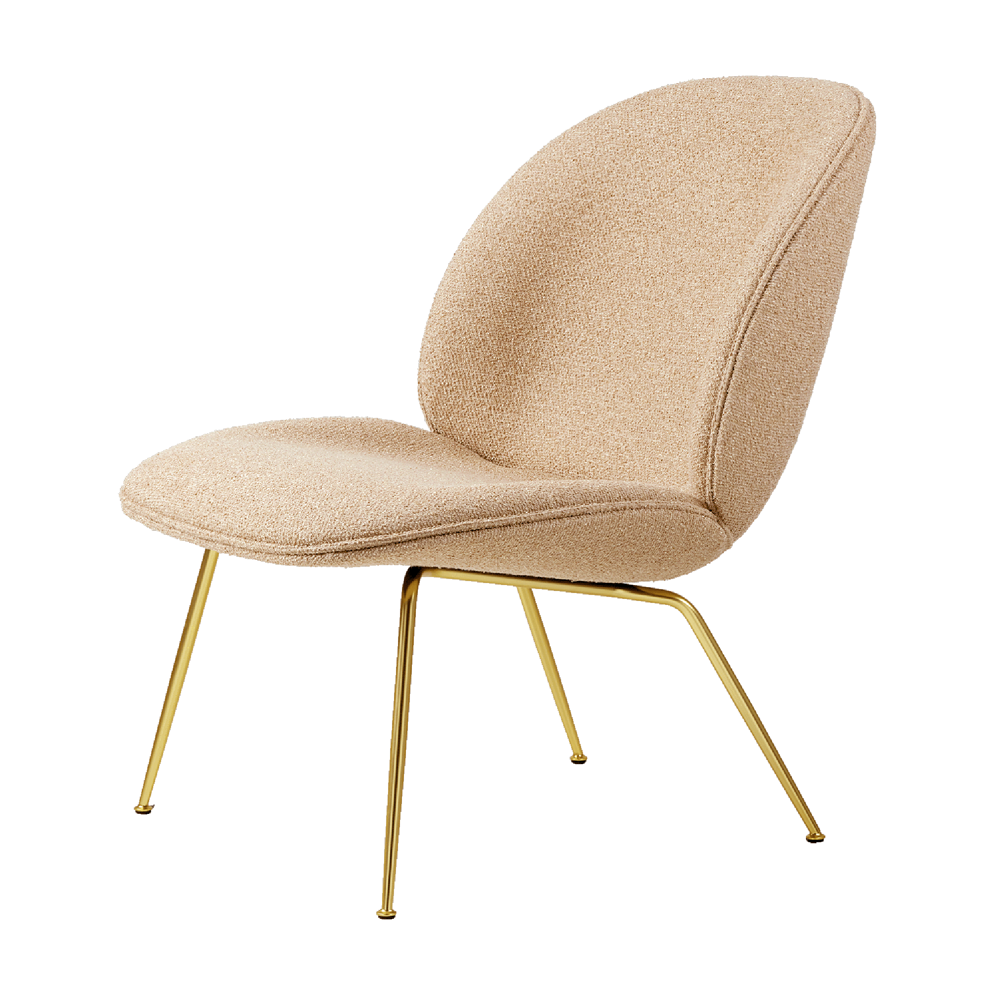 GUBI Beetle Armchair Around Bouclé 004 With Legs In Semi Matt Brass