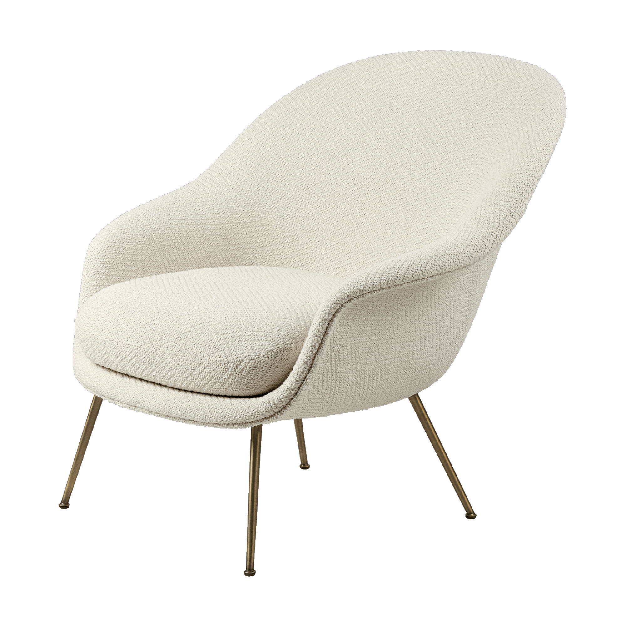 GUBI Bat Armchair Dora Bouclé 0001 With Legs In Antique Brass