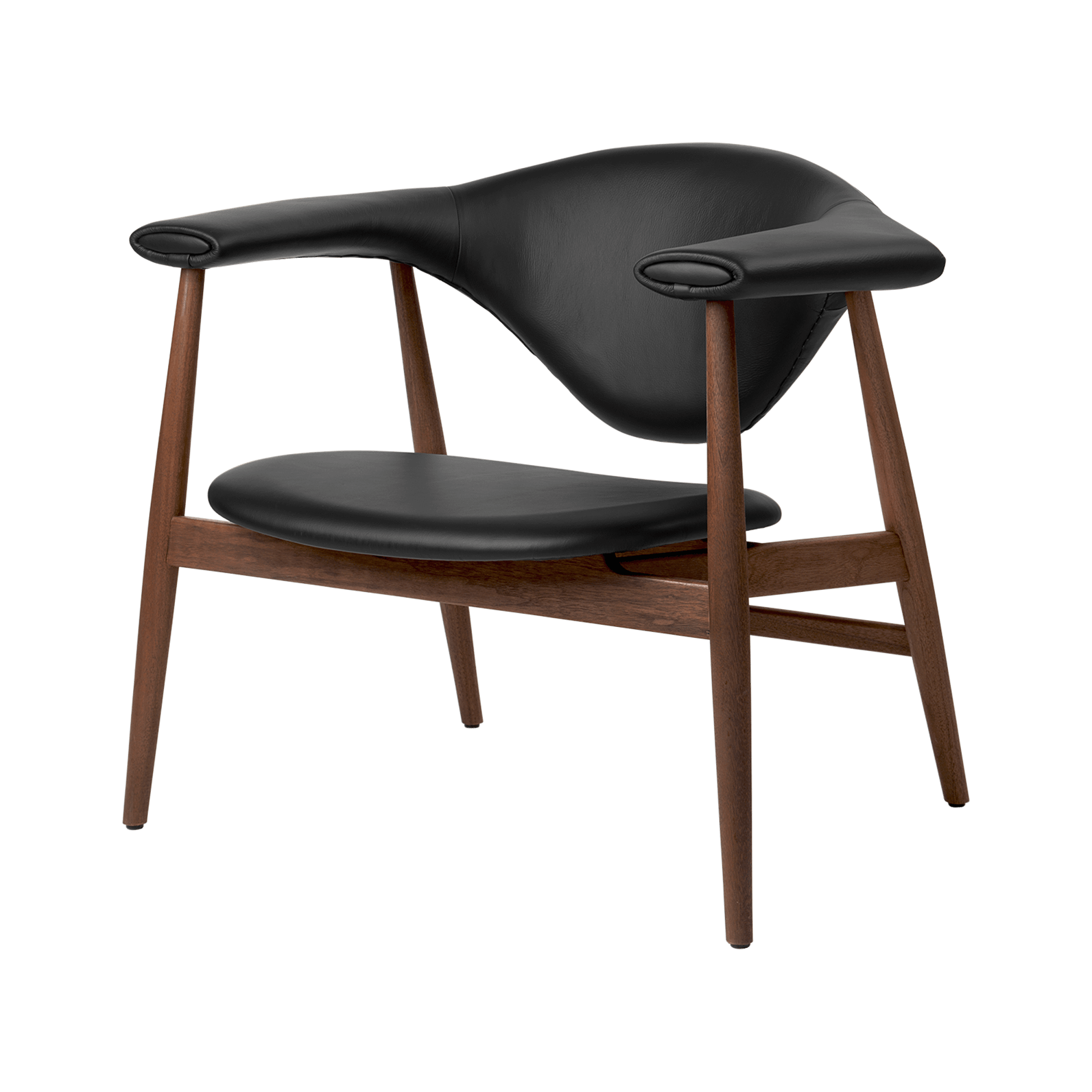 GUBI Masculo Armchair Upholstered in Other Crib5 Black With Walnut Legs