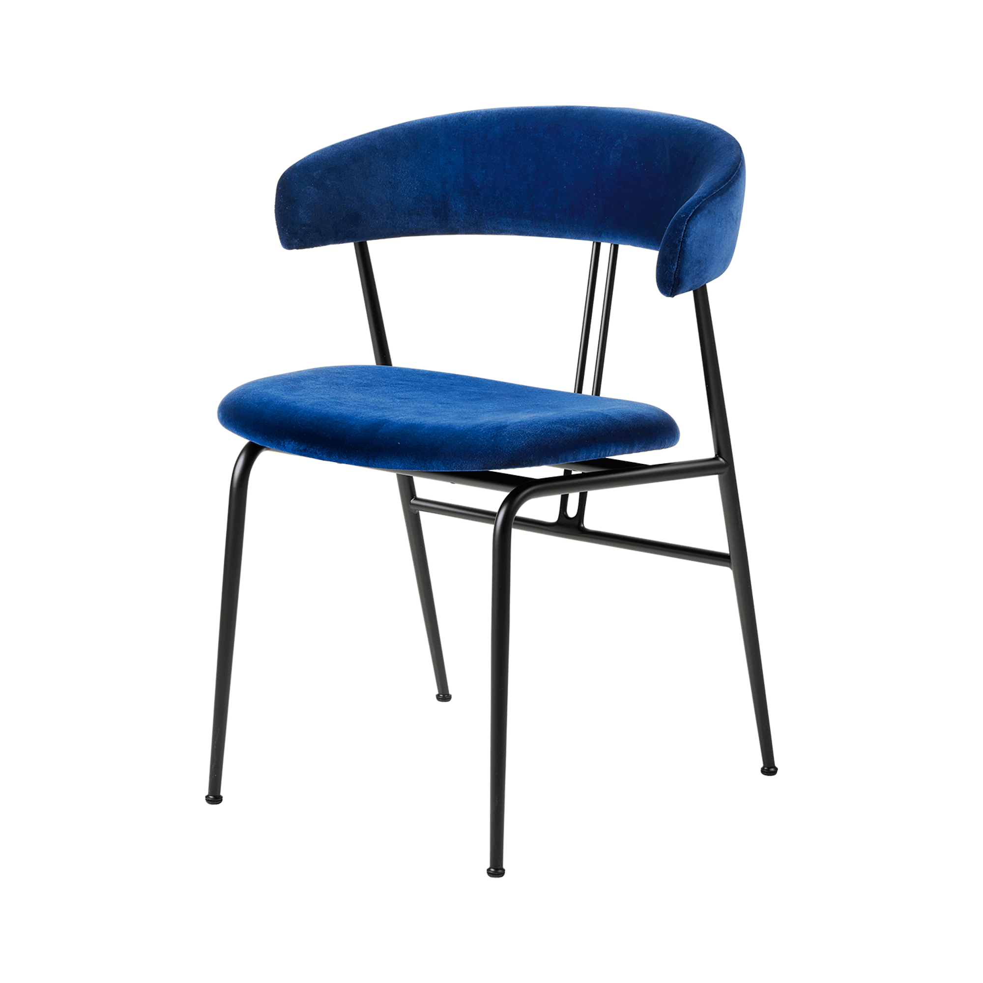 GUBI Violin Dining Chair Velvet 420 Sapphire Blue