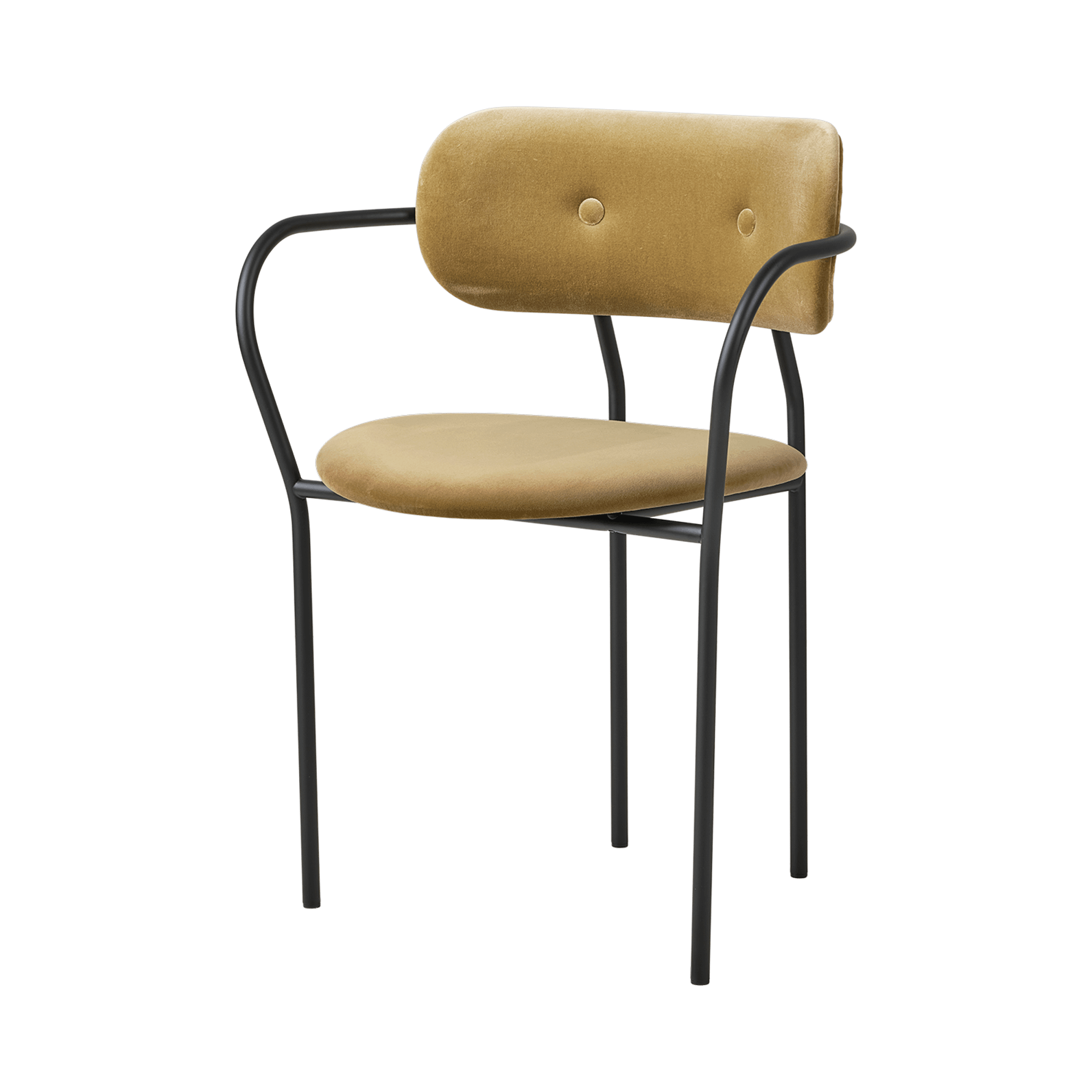 GUBI Coco Dining Chair with Armrests Velvet 294 Gray Green