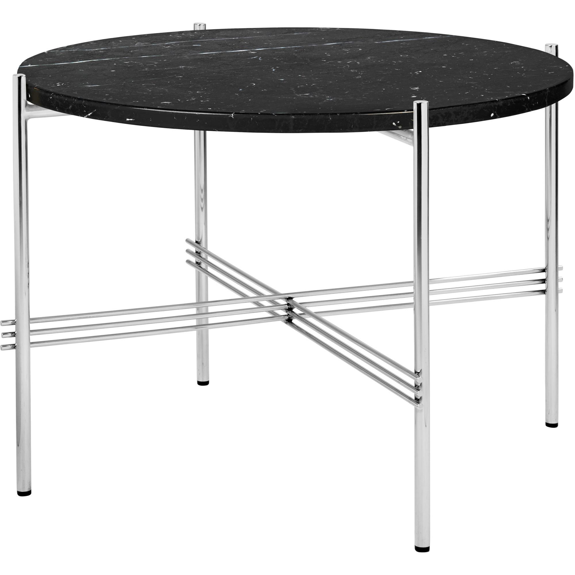 GUBI TS Coffee Table Round Ø55 Polished Steel/Black Marquina Marble