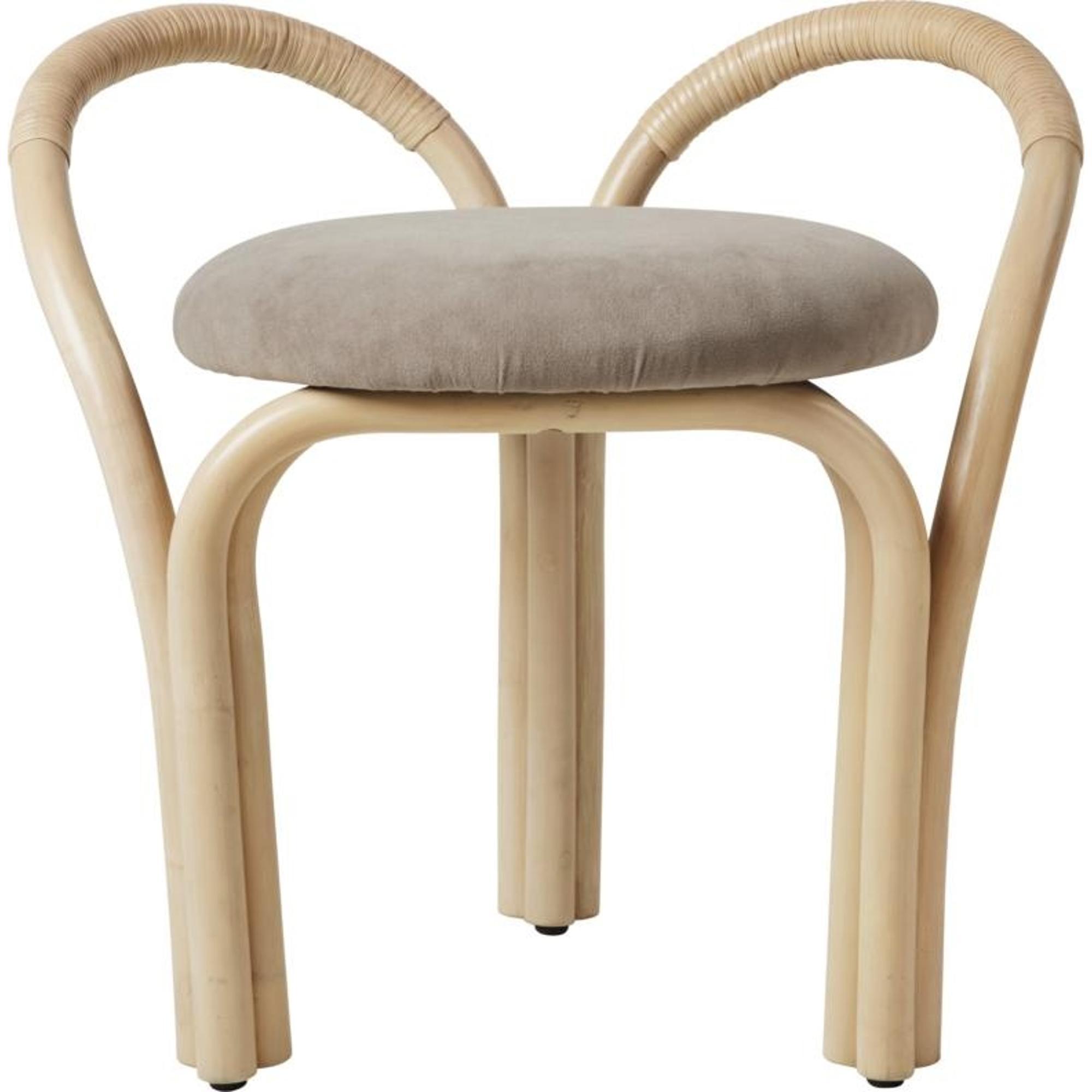 Gubi Bistra Stool Natural Lacquered Rattan/Fustagno Limonta 002