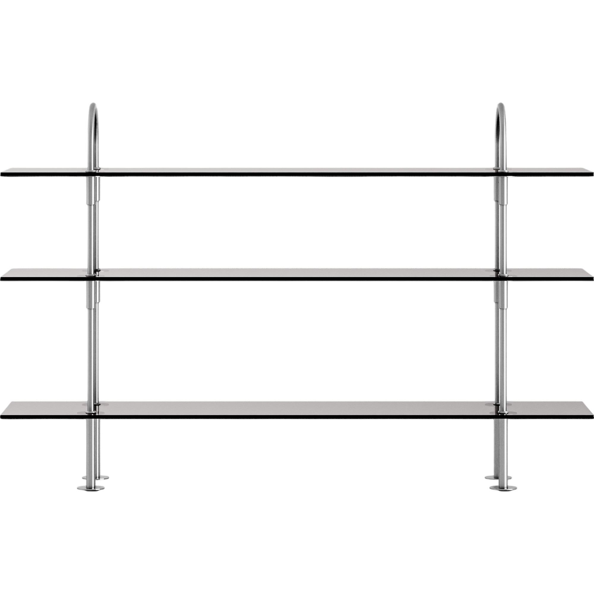 Gubi Keen 160 Shelving System 3 Shelves Stainless Steel/Smoked Glass