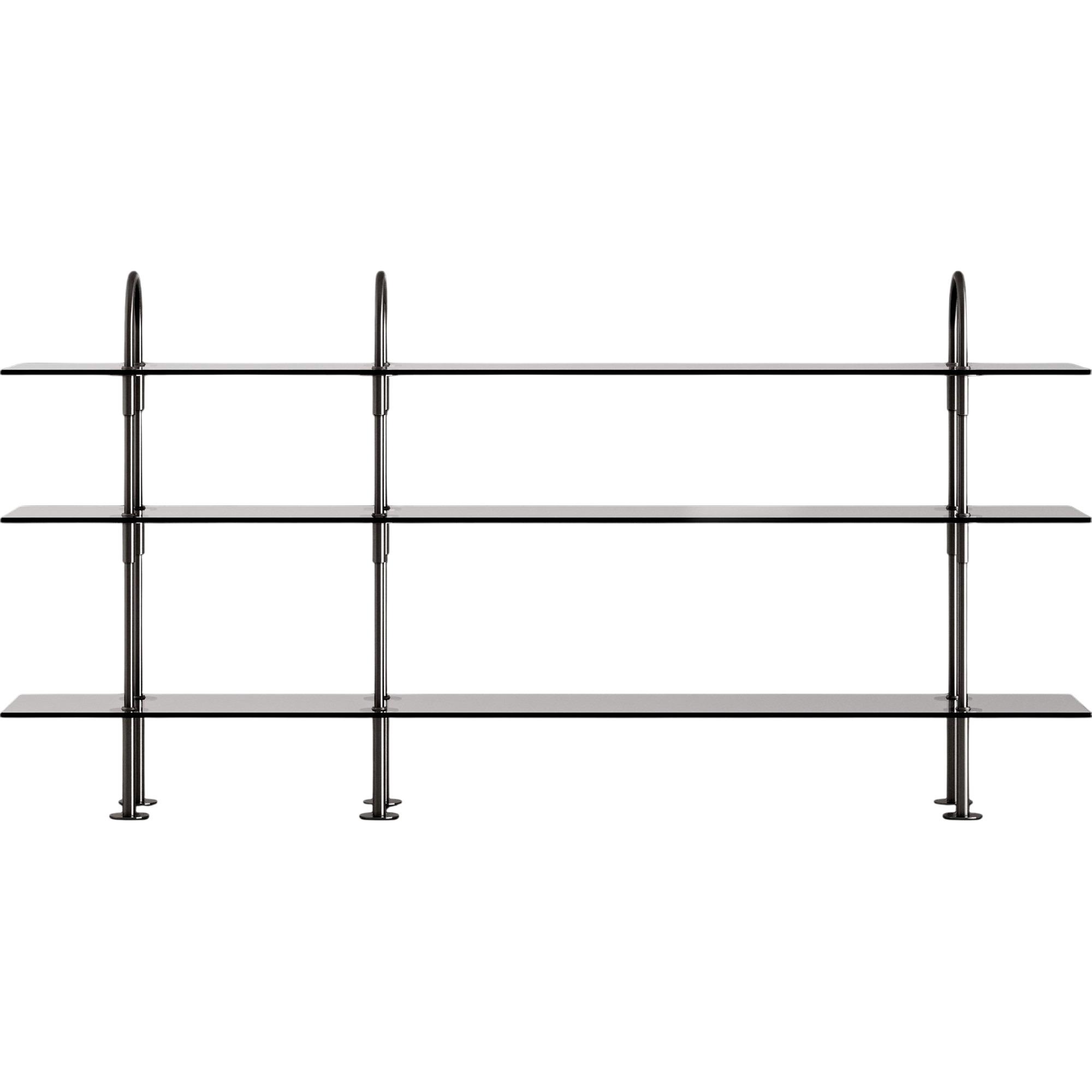 Gubi Keen 208 Plankensysteem met 3 Zwart , Messing/ Rookglas