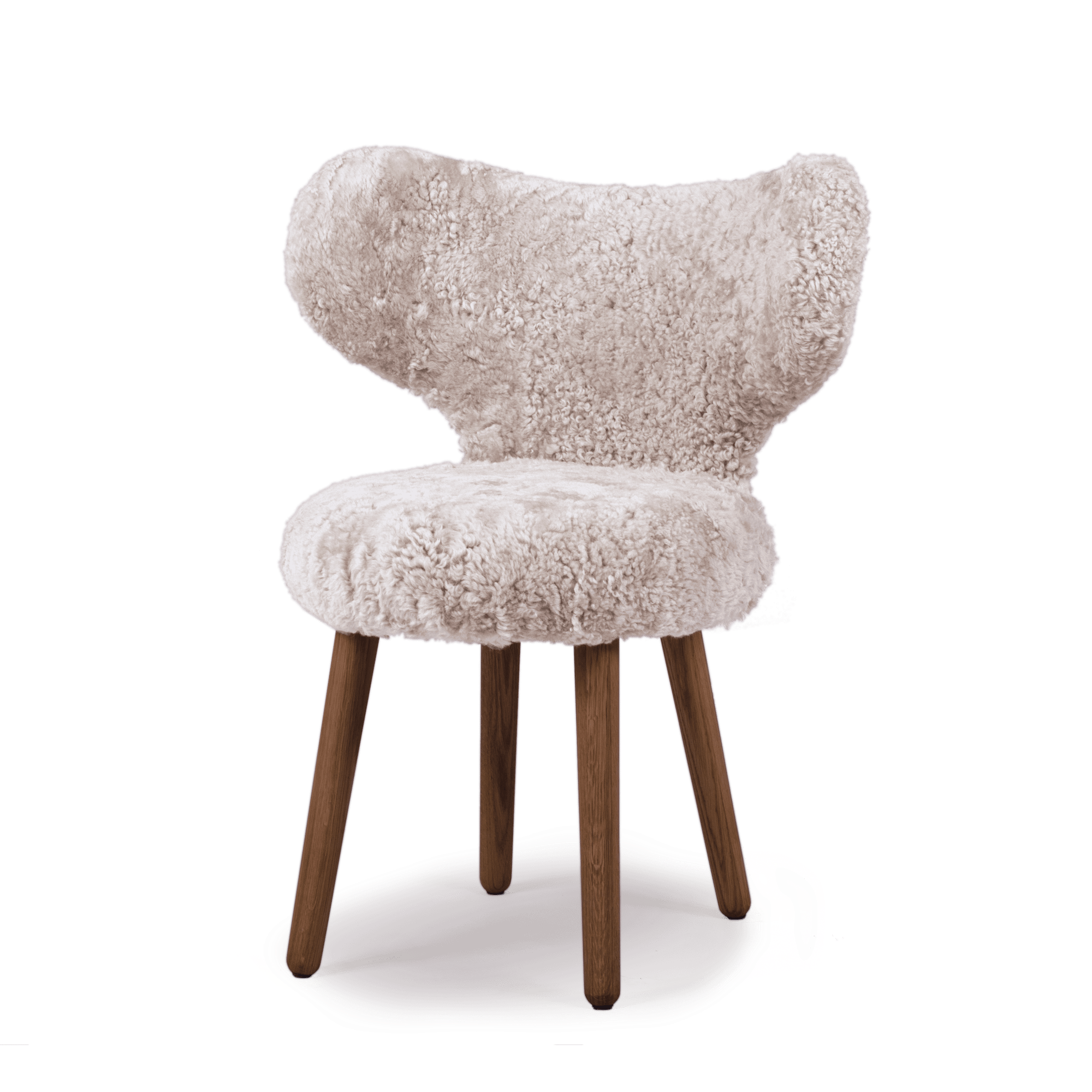 Mazo Wng Dining Chair Sheepskin Moonlight Walnut