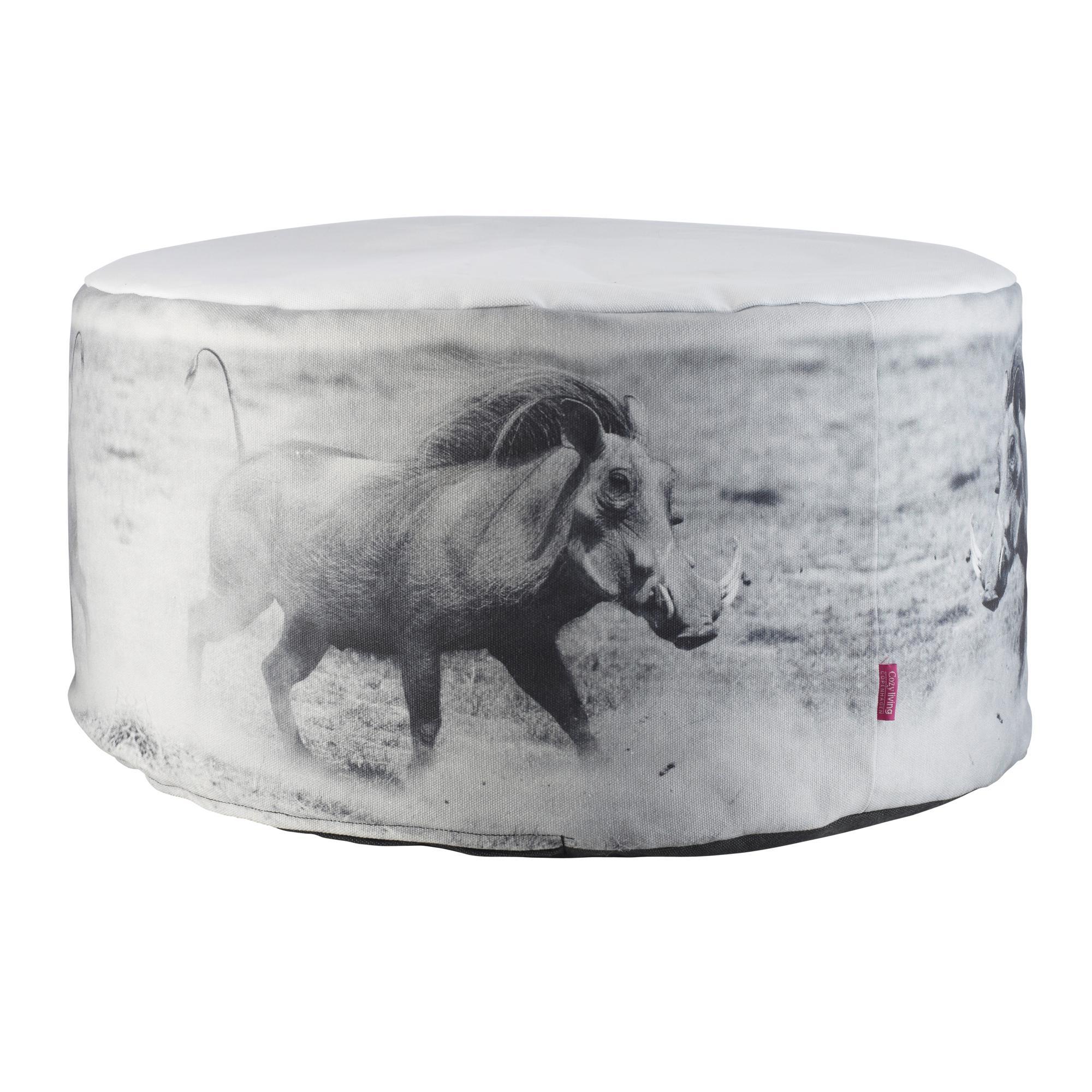 Cozy Living Bumba Pouf Blanc avec Imprimé