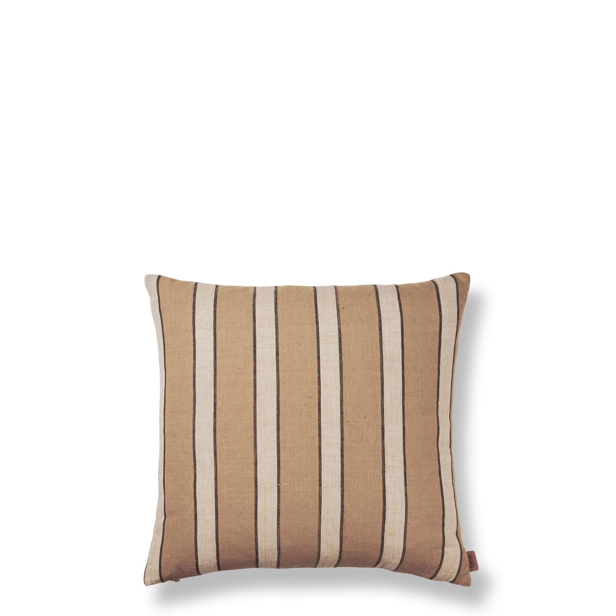 Ferm Living Coussin en Coton Marron à Rayures