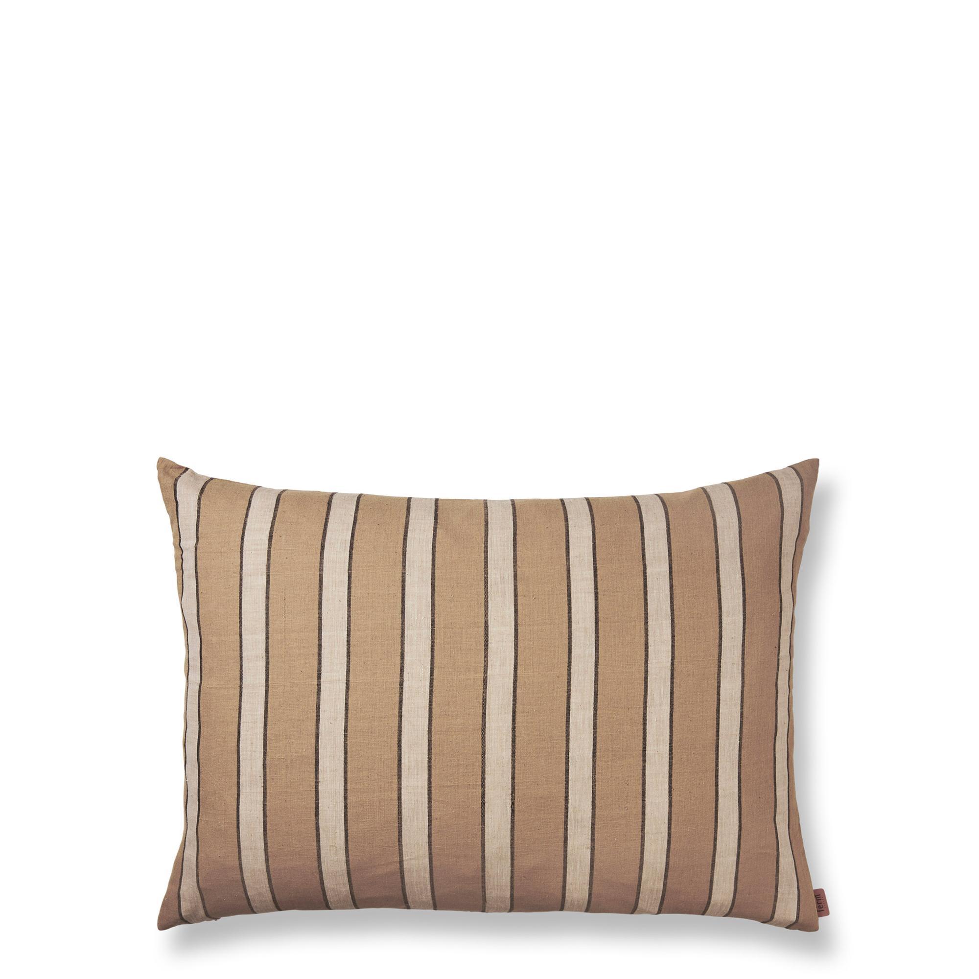 Ferm Living Brown Cotton Pillow Large Stripe