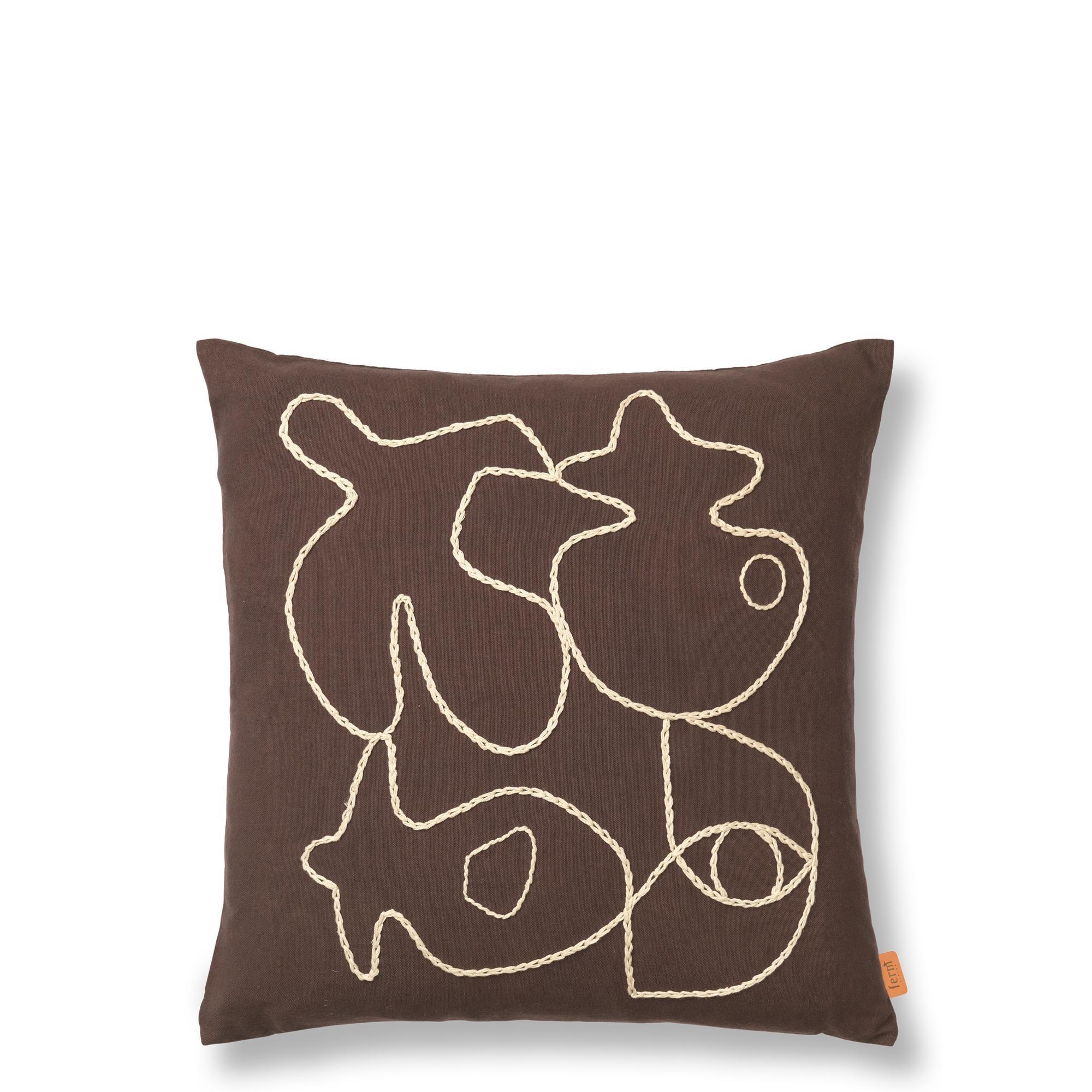 Ferm Living Kussen met Figuren 50x50 cm Koffie/ Zand