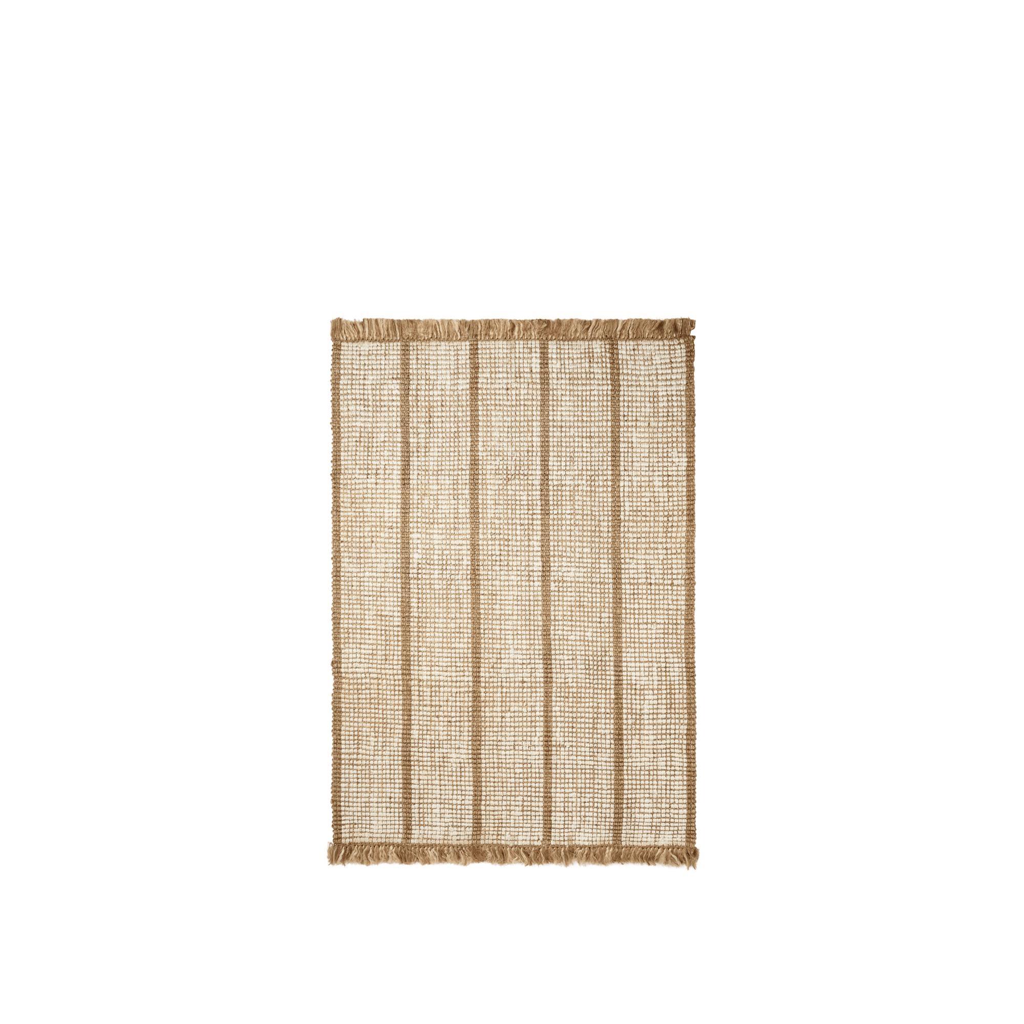 Alfombra de rayas Athens de Ferm Living, 140 x 200, color natural y Marfil