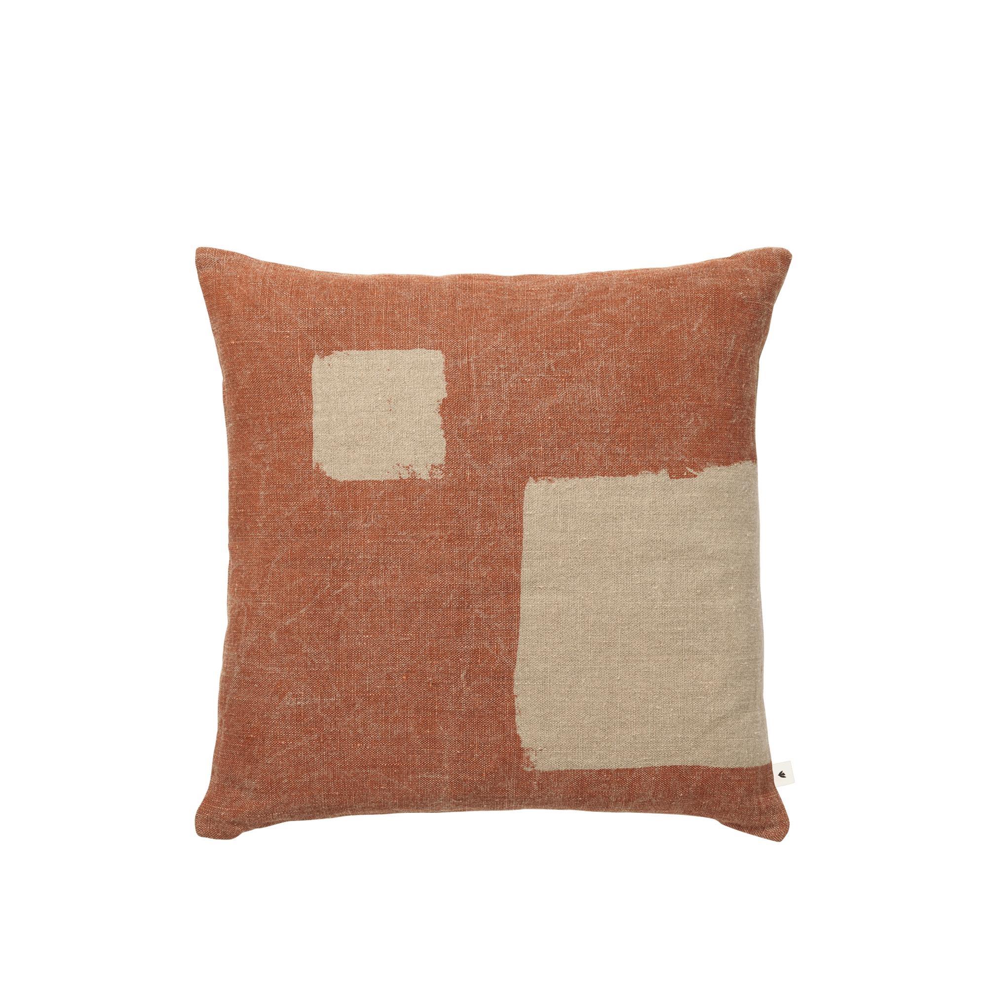 Ferm Living Oleo Kussenhoes 50x50 Terracotta/Natuurlijk