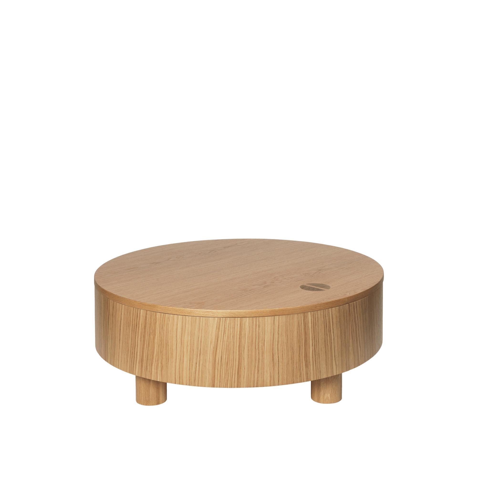 Mesa de almacenaje Olles de Ferm Living Ø80 en roble natural