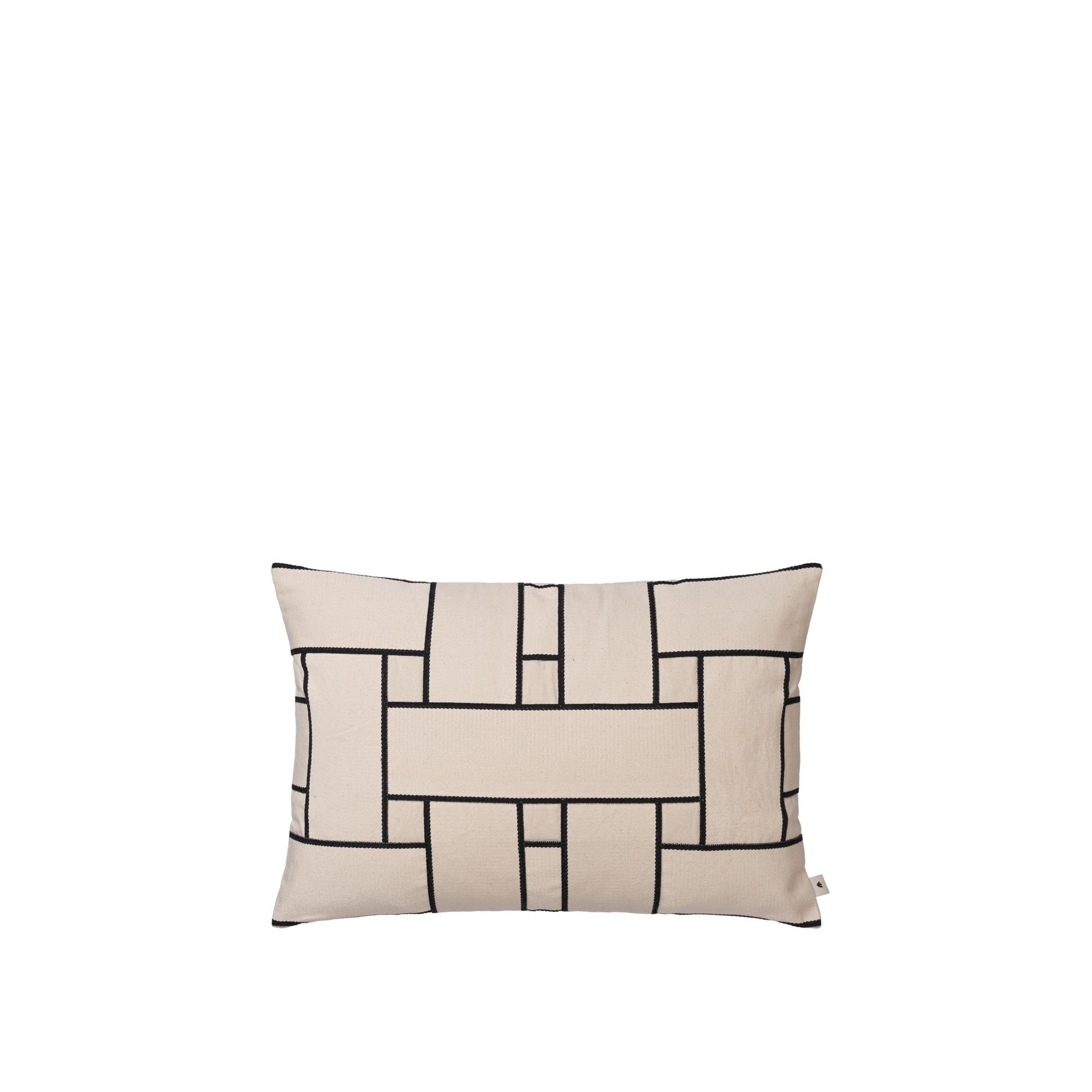 Ferm Living Lattice Offset Cushion Rectangular Off White/ Black