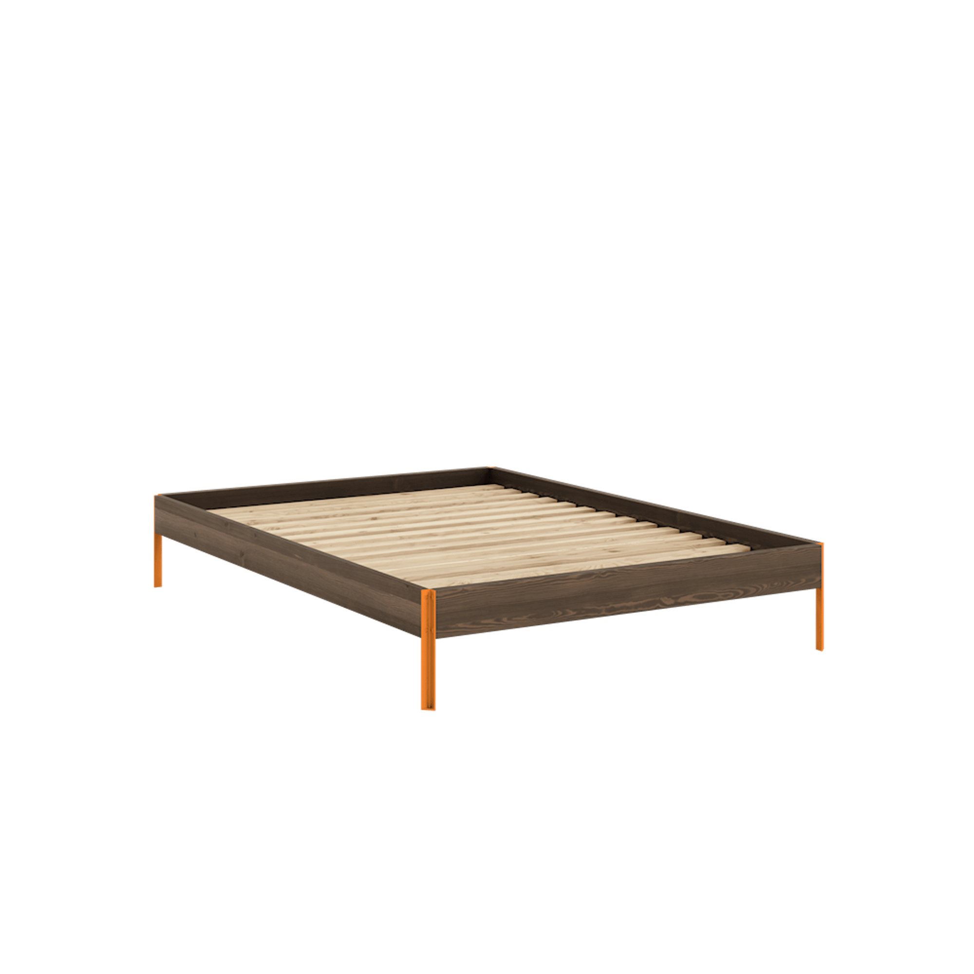 Estructura de Cama Karup Design Core 140x200 Marrón Algarrobo/ Naranja Solar
