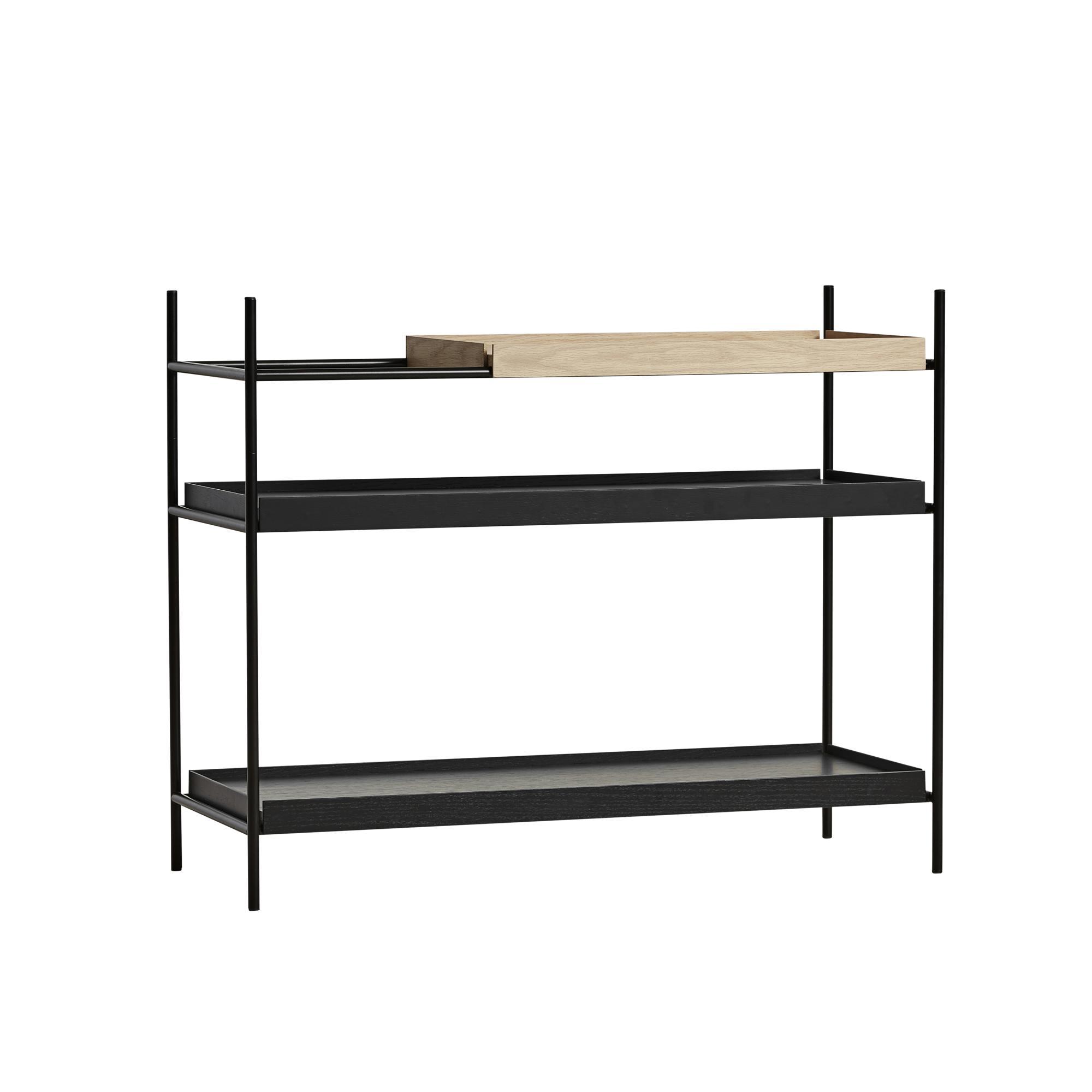 Woud Tray Bookcase Low Black/Oak