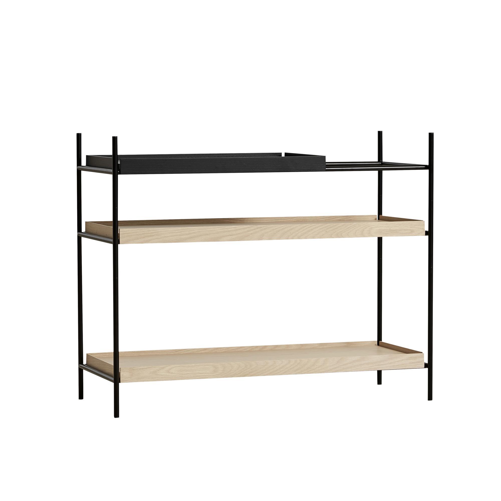 Woud Tray Bookcase Low Oak/Black