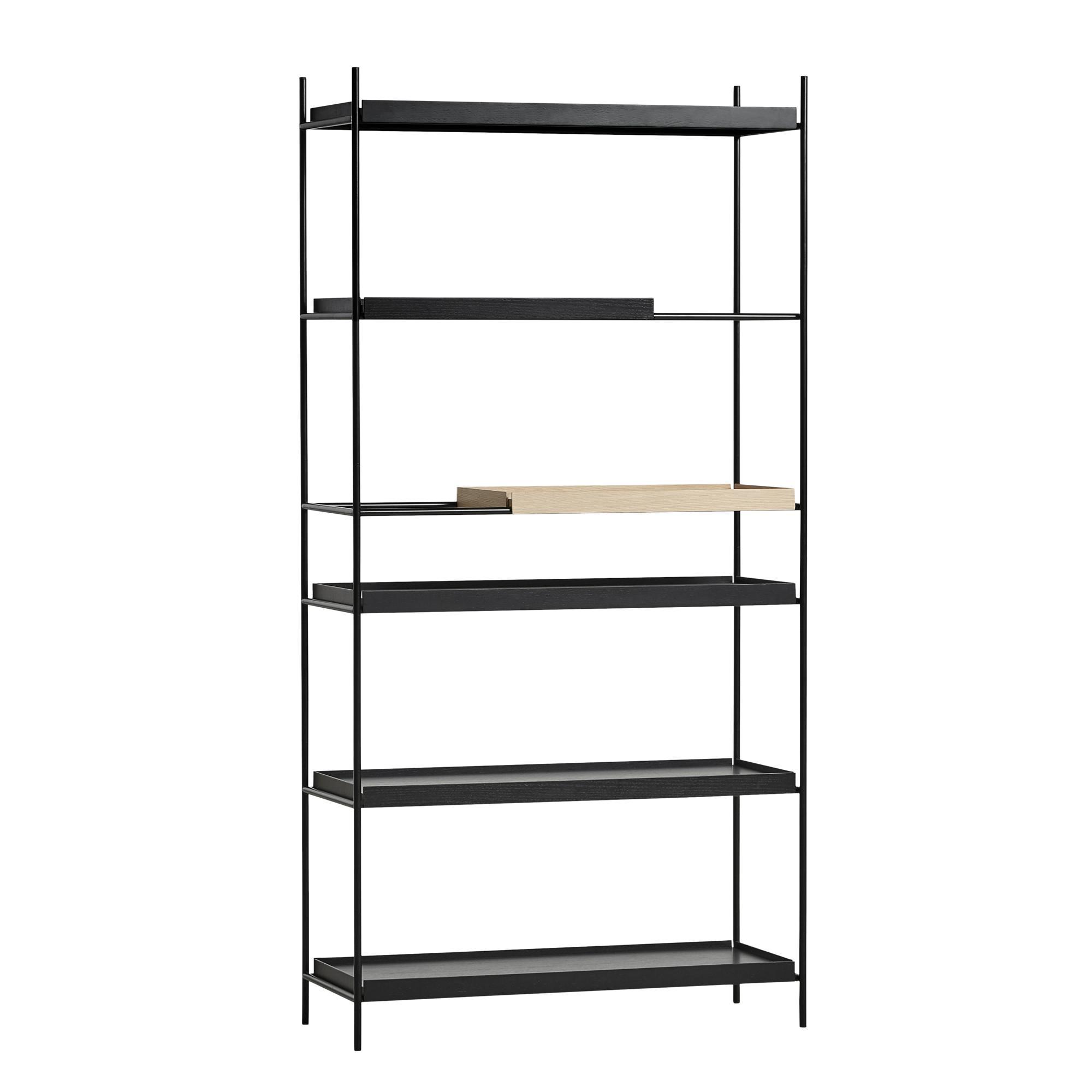 Woud Tray Bookcase High Black/Oak