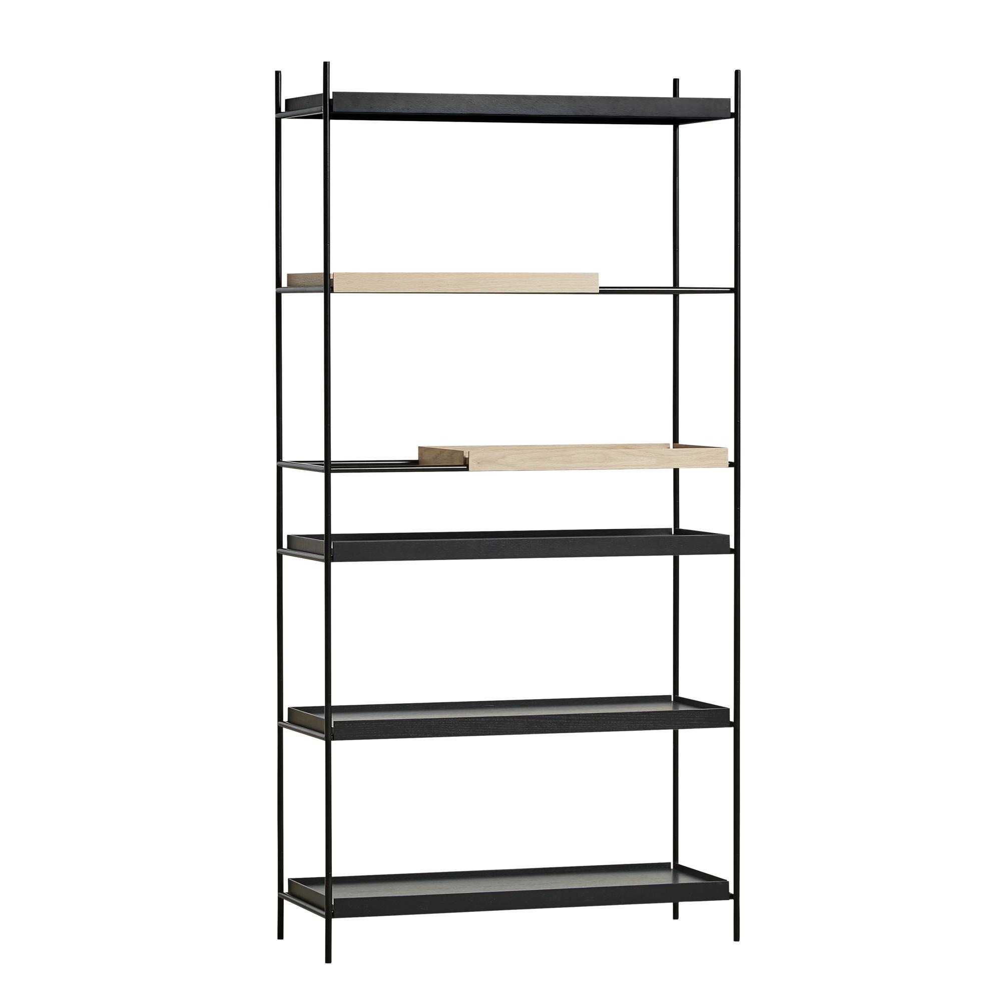 Woud Tray Bookcase High Black/Oak