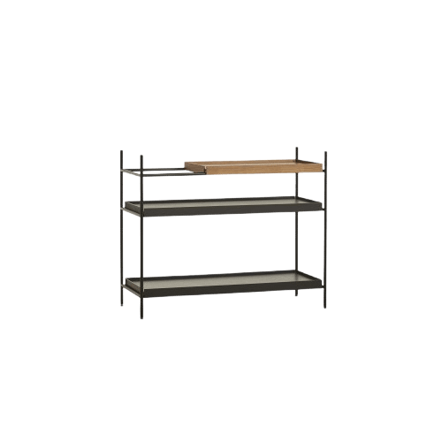 Woud Tray Configuratie 7 Planken Systeem Laag Zwart/Walnoot