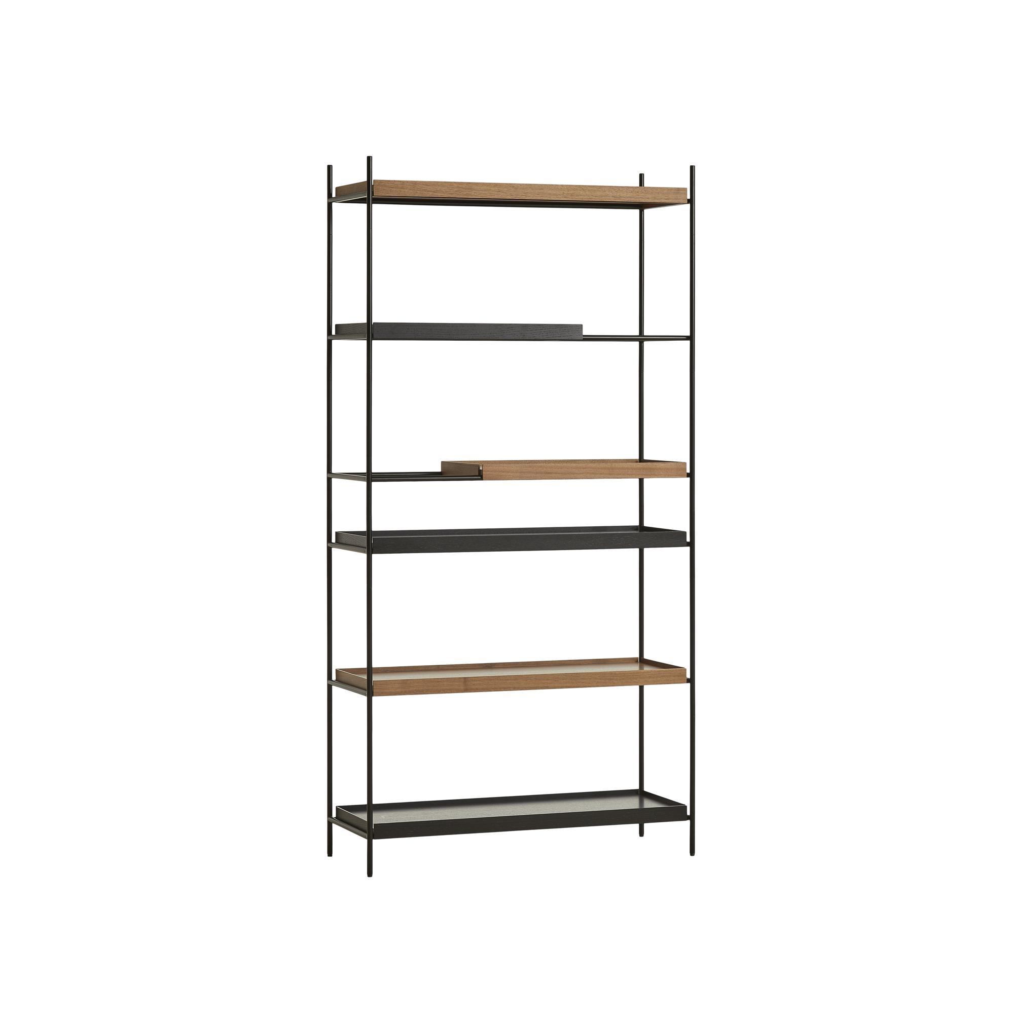 Woud Tray Configuratie 18 Planken Systeem Hoog Zwart/Walnoot