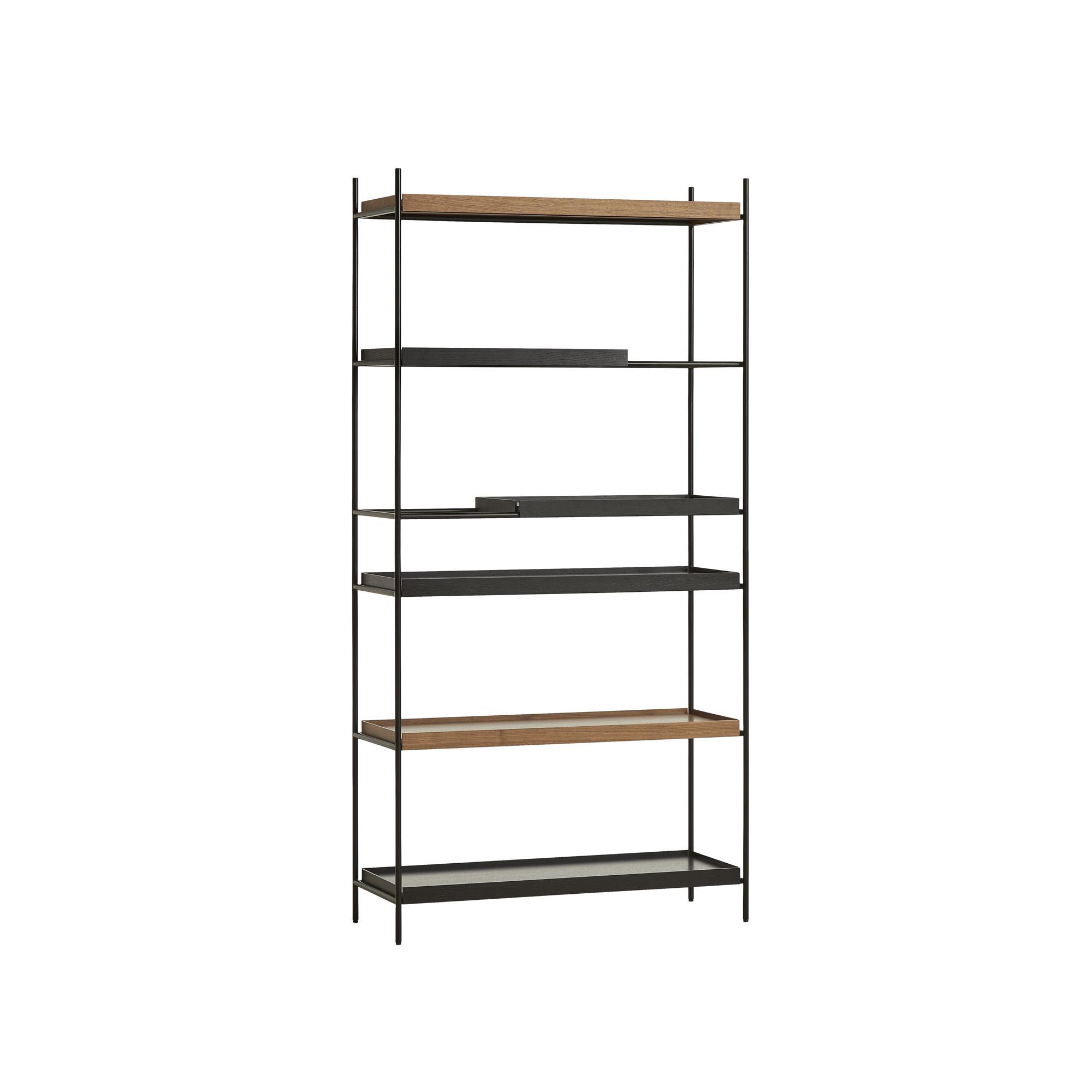 Woud Tray Configuratie 19 Plankensysteem Hoog Zwart/Walnoot