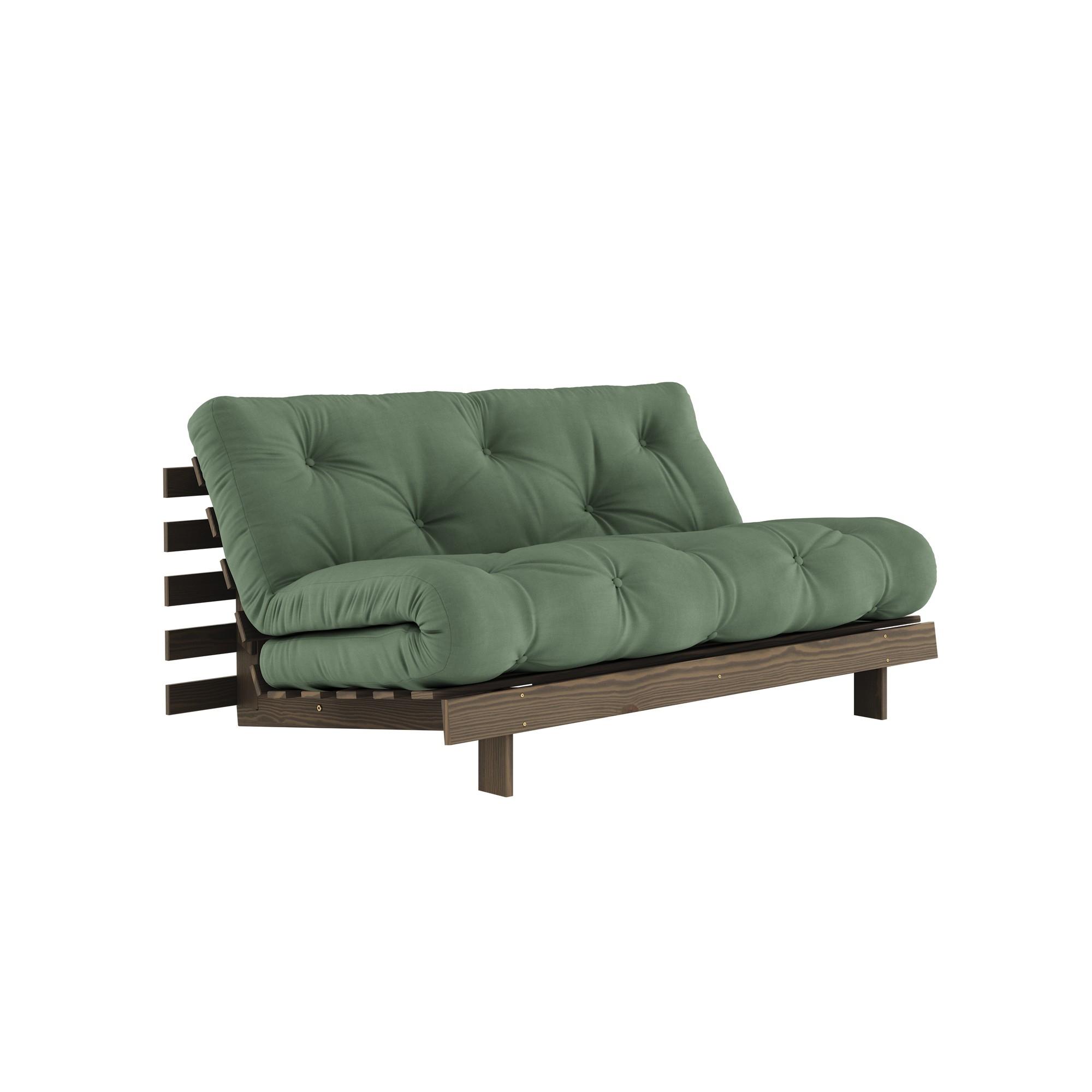 Canapé-lit Karup Roots 160x200 Brun caroube/756 Vert olive