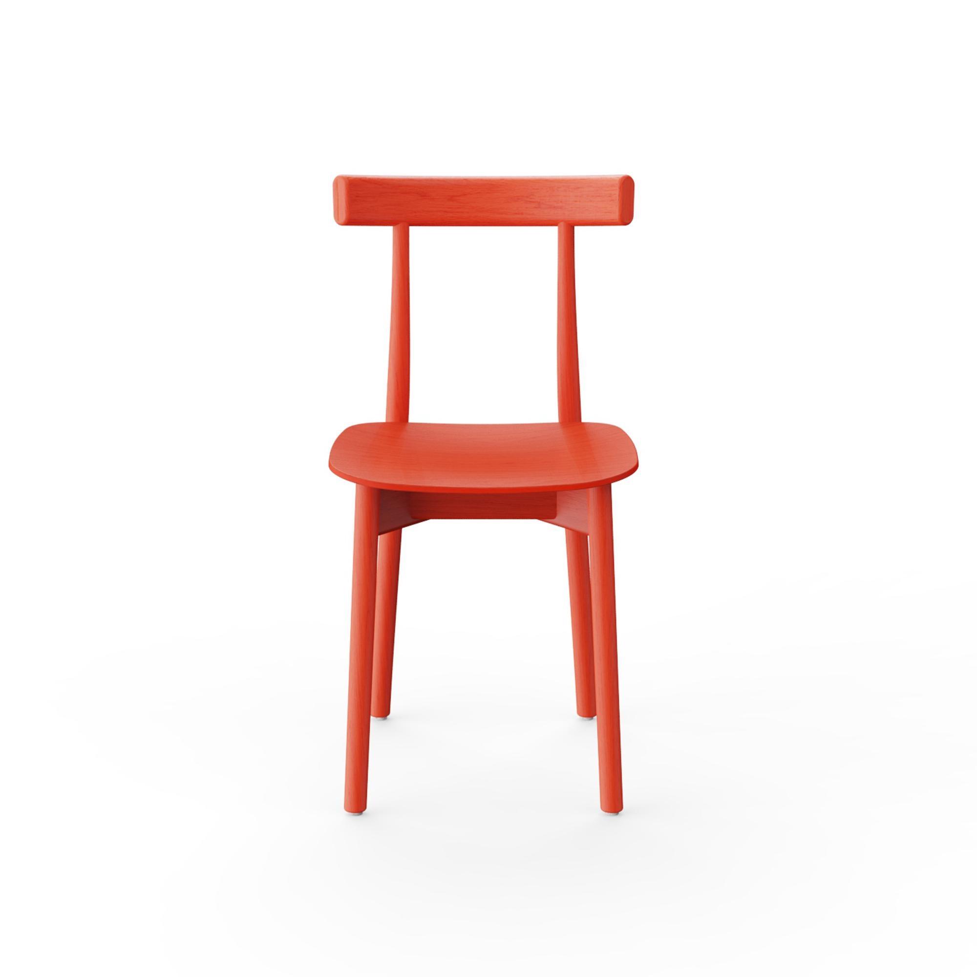 NINE Skinny Wooden Dining Chair Red/ Ash