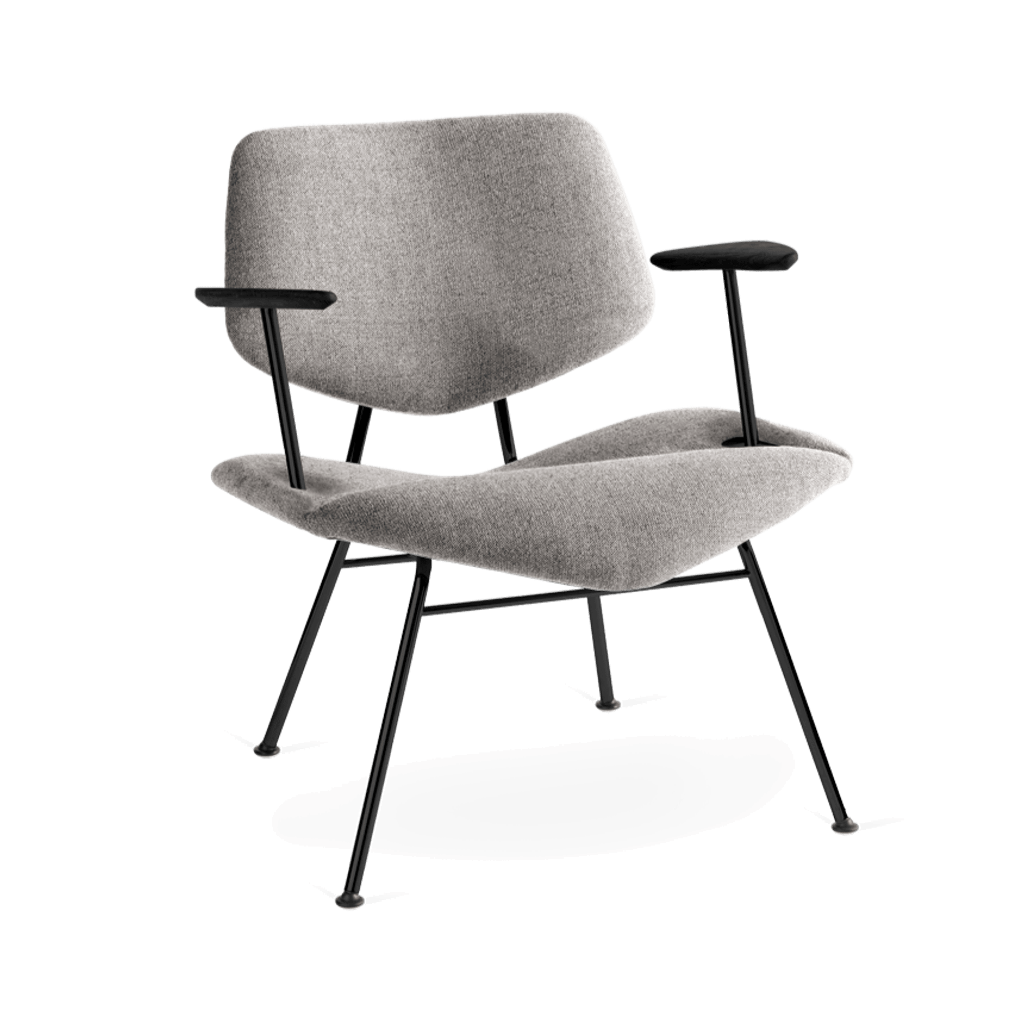 VERMUND VL135 Lounge Chair Gray Fabric/Black Frame/Black Oak Armrests