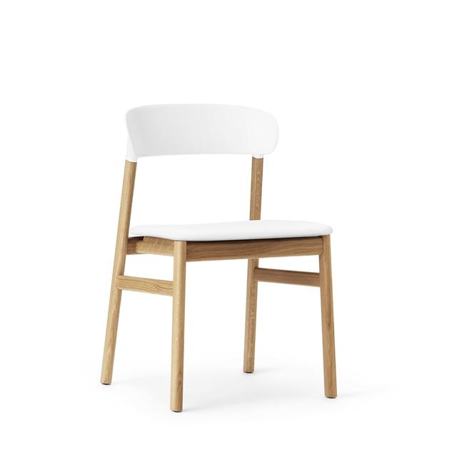 15: Normann Copenhagen Herit Spisebordsstol Læder Polstret Egetræ/ Hvid