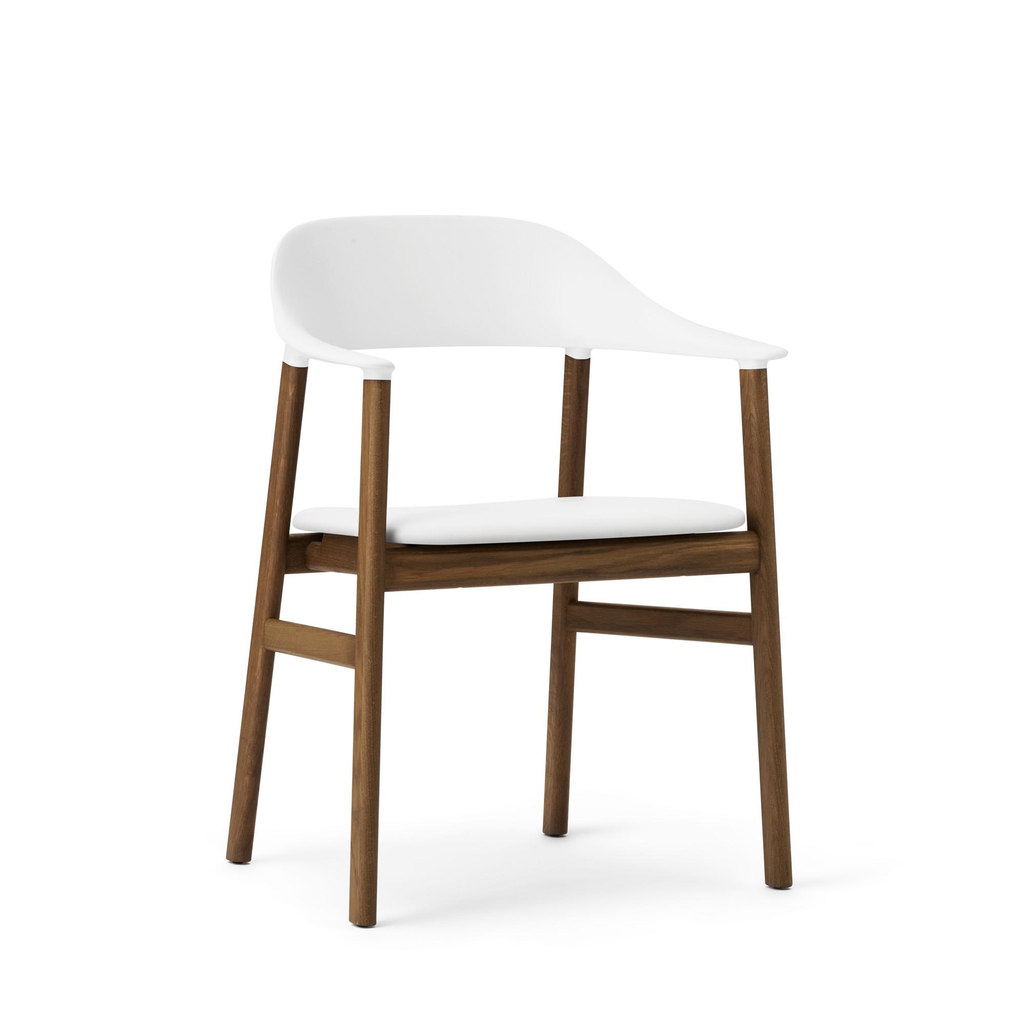 Normann Copenhagen Herit Silla de Comedor con Reposabrazos Tapizada en Piel Roble Ahumado/ Blanco