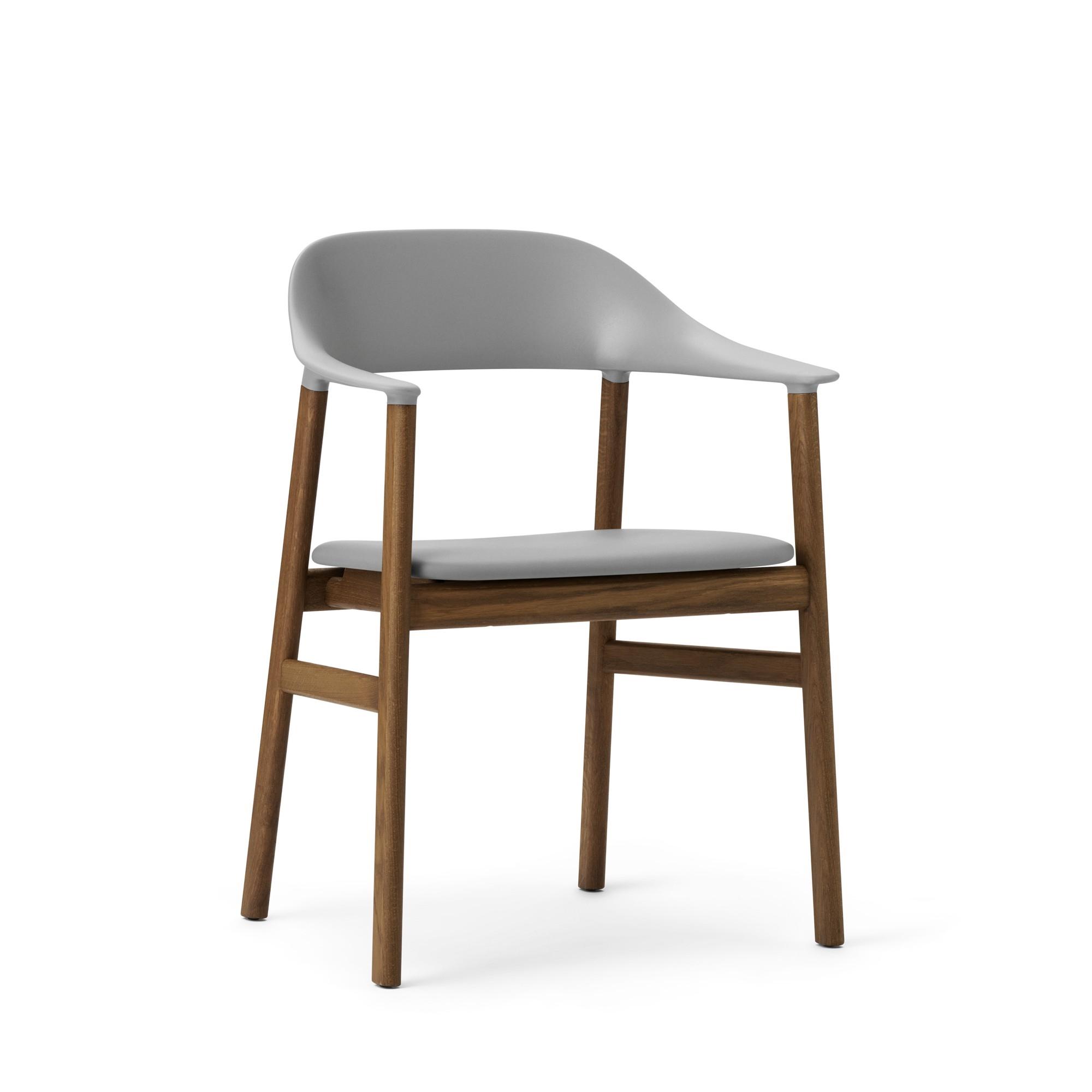 Normann Copenhagen Silla de Comedor Herit con Reposabrazos Tapizada en Piel Roble Ahumado/ Gris