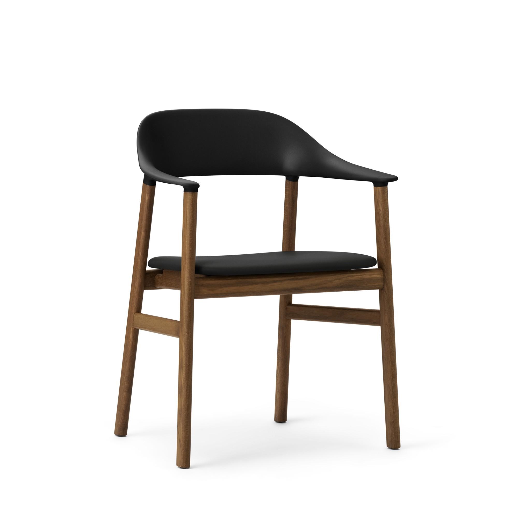 Normann Copenhagen Herit Silla de Comedor con Reposabrazos Tapizada en Piel Roble Ahumado/ Negro