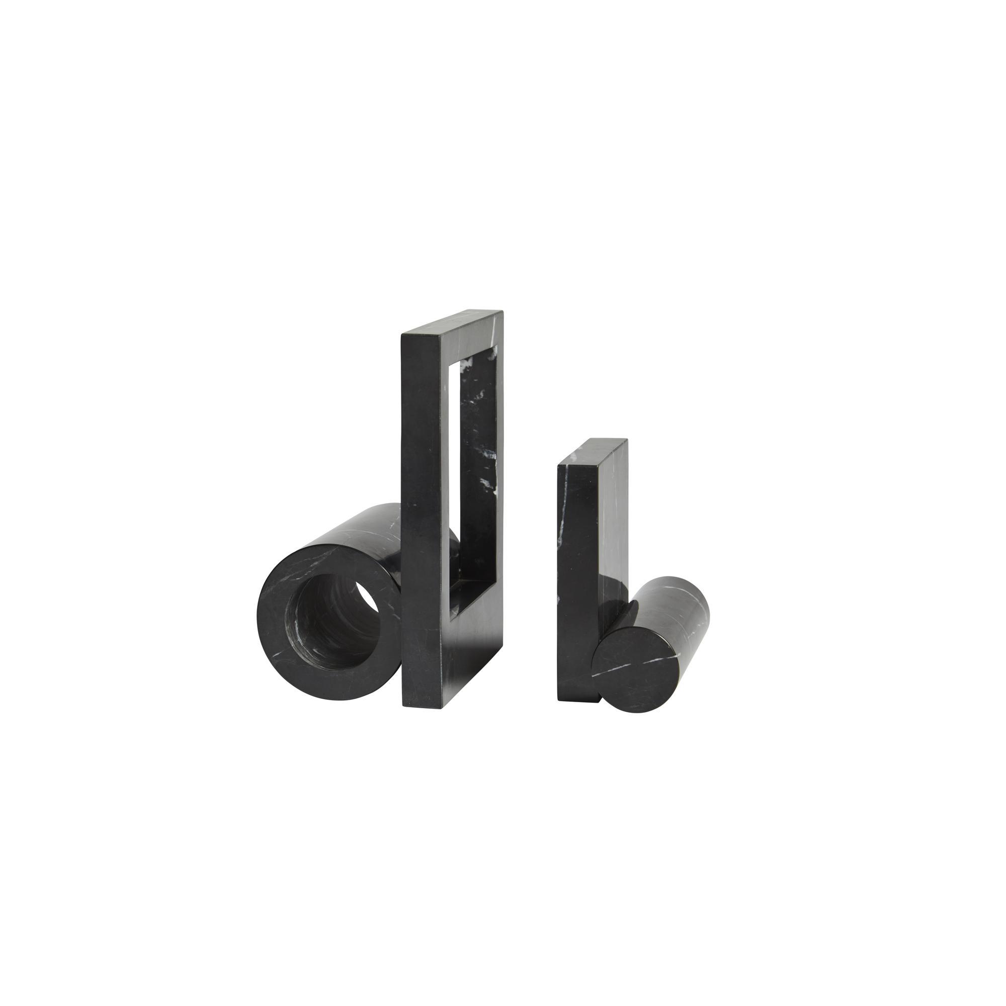 Woud Booknd Sculpture Set of 2 Black