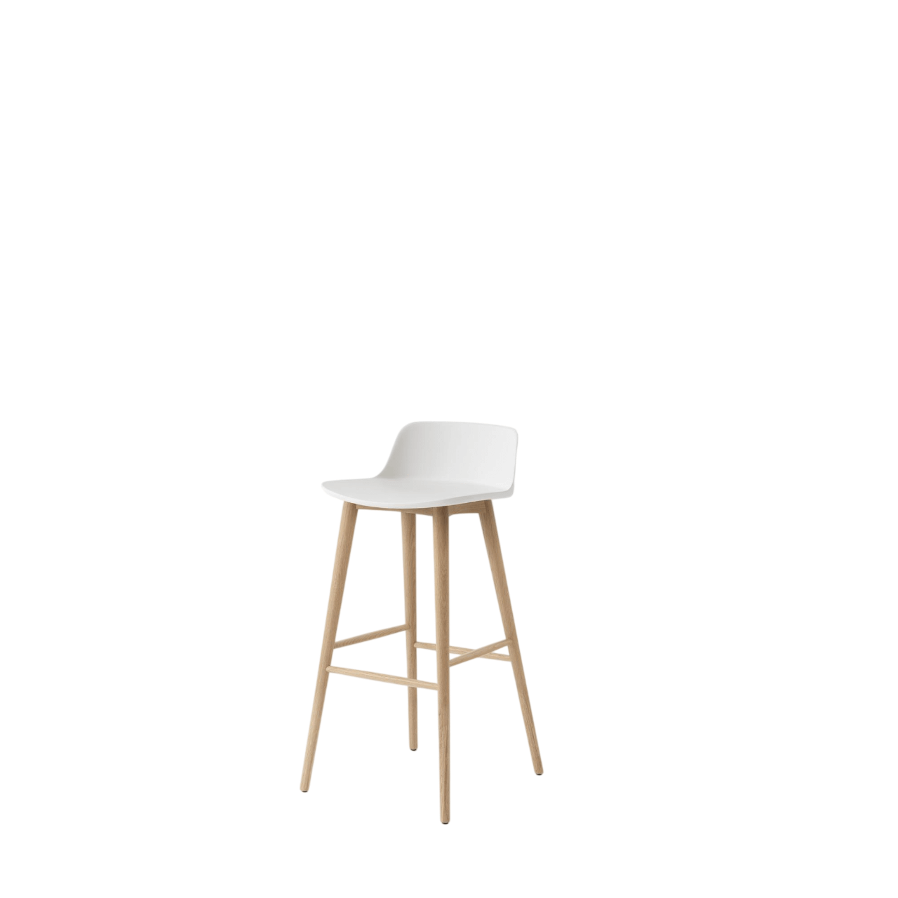 Taburete de bar &Tradition Rely HW123 con respaldo bajo, roble lacado/ Blanco