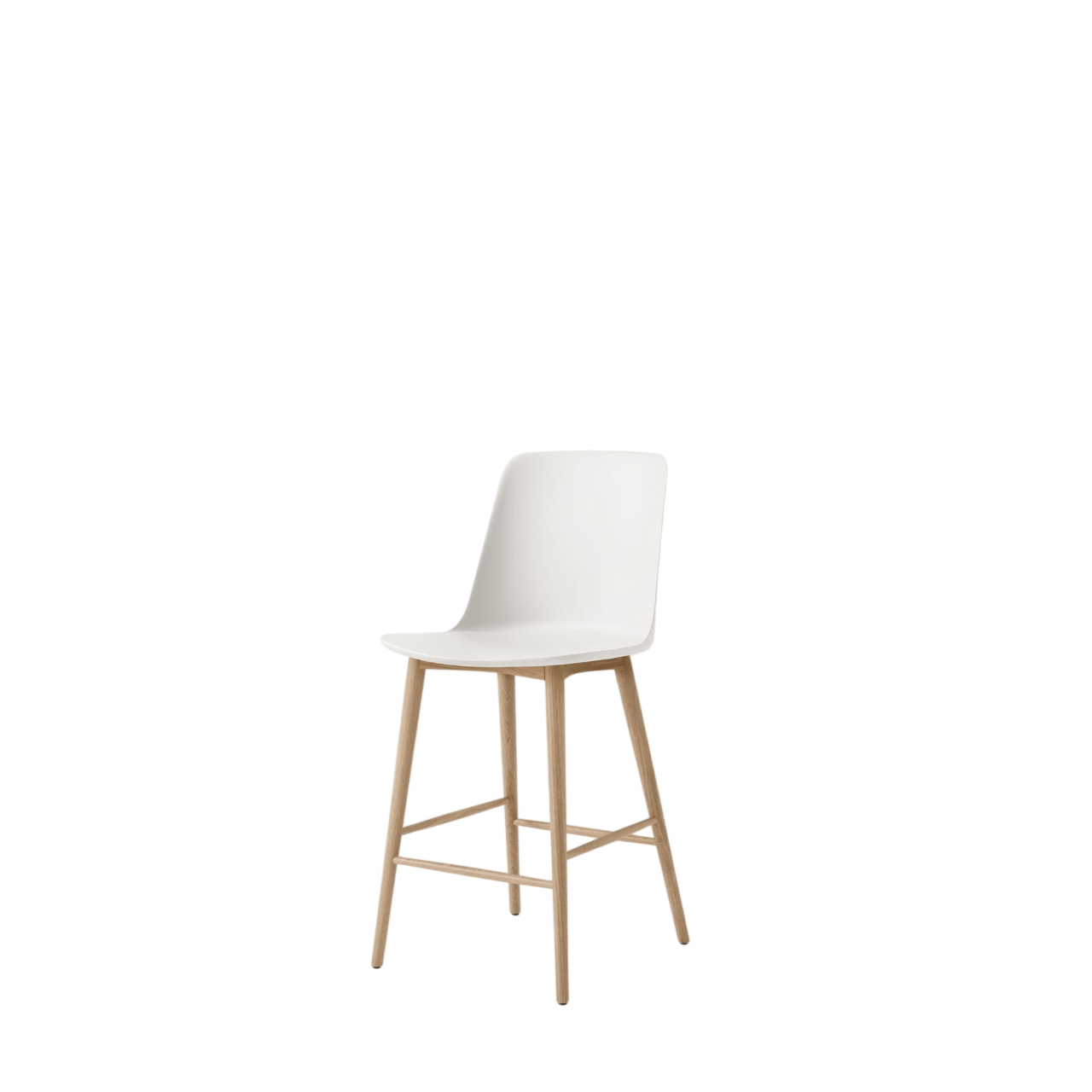 Taburete de bar &Tradition Rely HW128 con respaldo alto en roble lacado/ Blanco