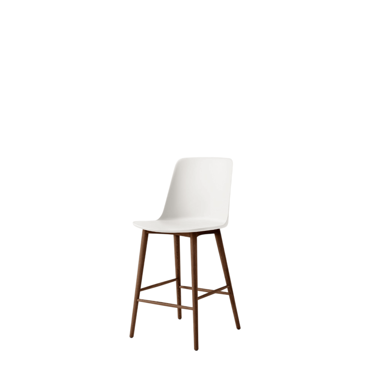 Taburete de bar &Tradition Rely HW128 con respaldo alto en Nuez lacado y Blanco