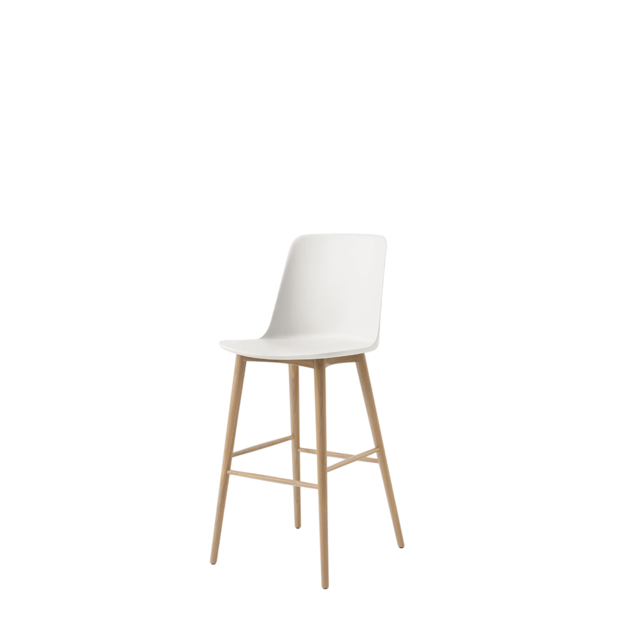 Hoker barowy &Tradition Rely HW133 z wysokim oparciem, lakierowany dąb/ Biały