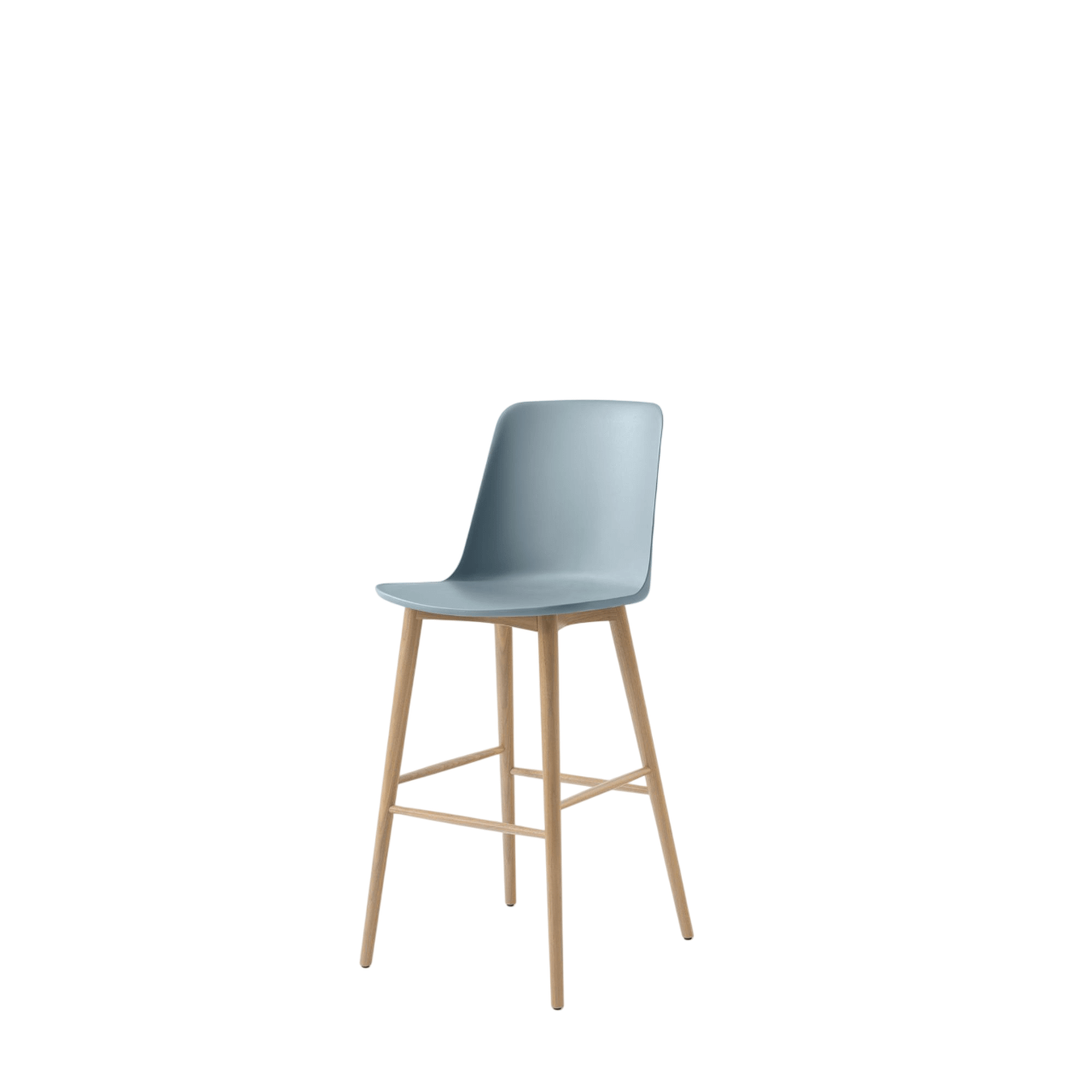&Tradition Rely HW133 Bar Stool High Back Lacquered Oak/ Light blue