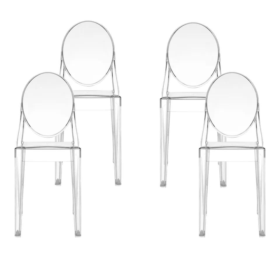 Kartell Victoria Ghost Esszimmerstuhl 4er-Set Kristall