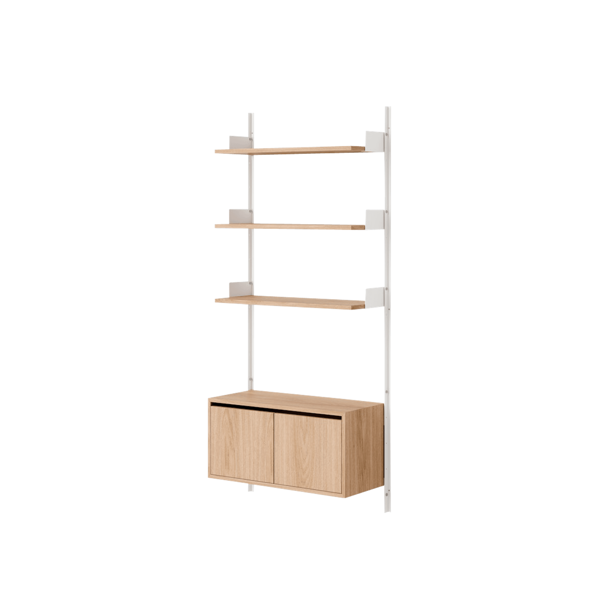 New Works Wall Shelf 1900 Bookcase With Doors Low Oak