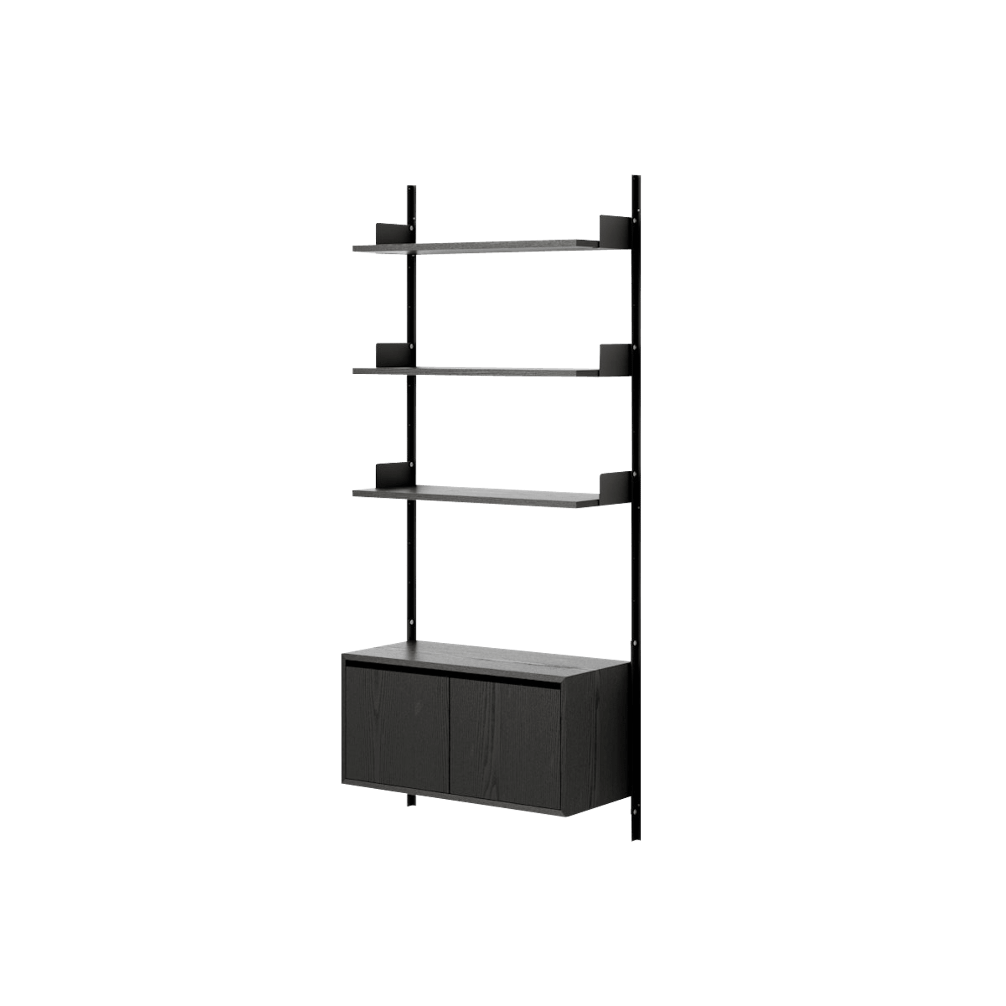 New Works Wall Shelf 1900 Bookcase With Doors Low Black