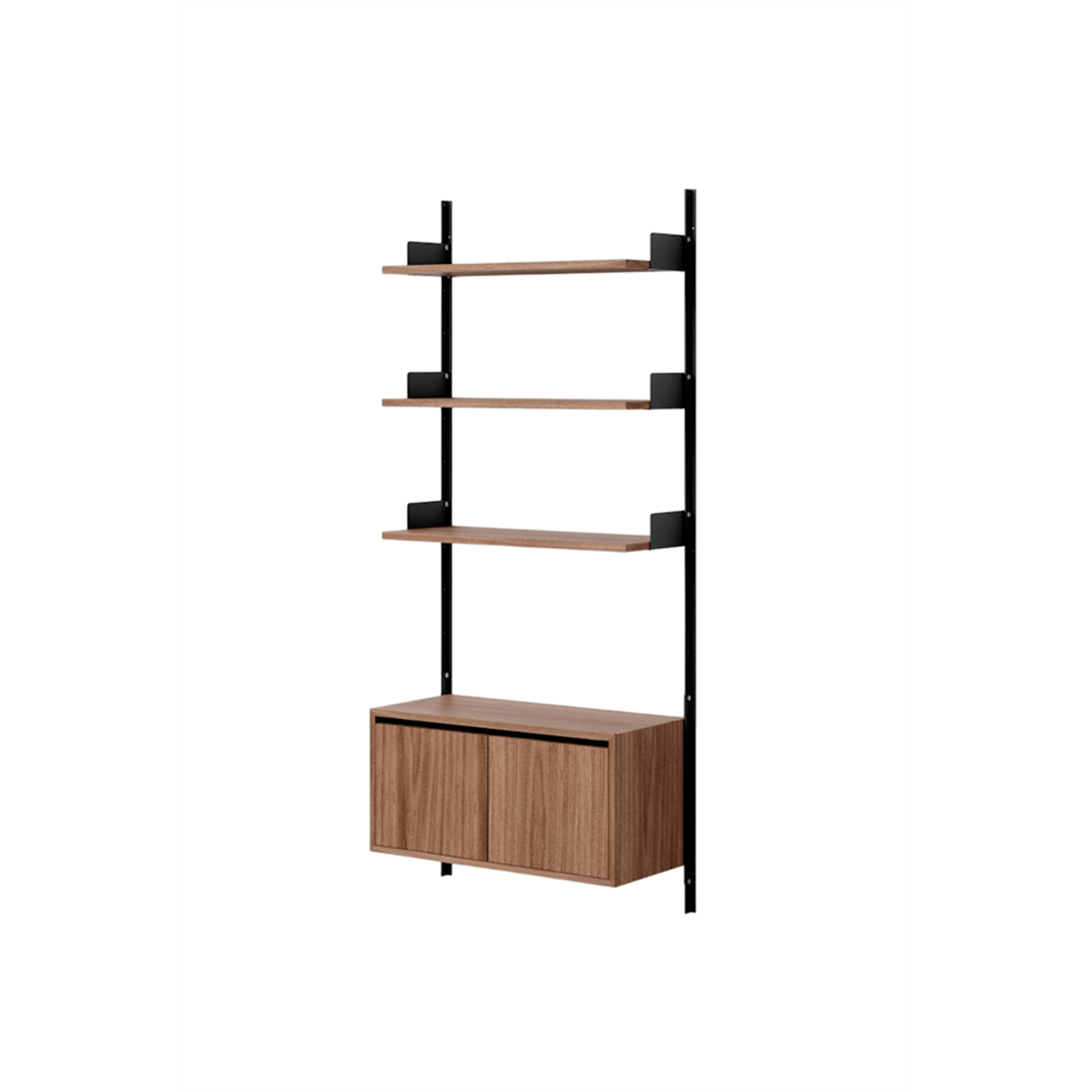 New Works Wall Shelf 1900 Bookcase With Doors Low Walnut